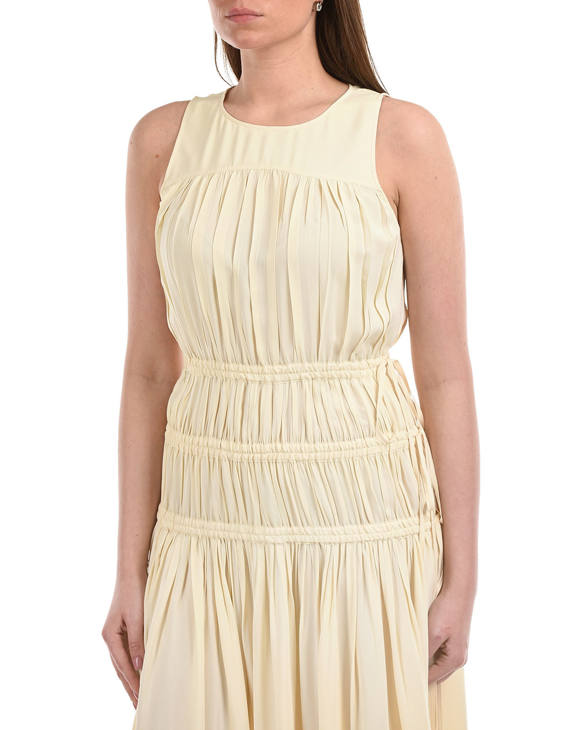 Бежевое приталенное платье No. 21, размер 42, цвет бежевый - фото 8