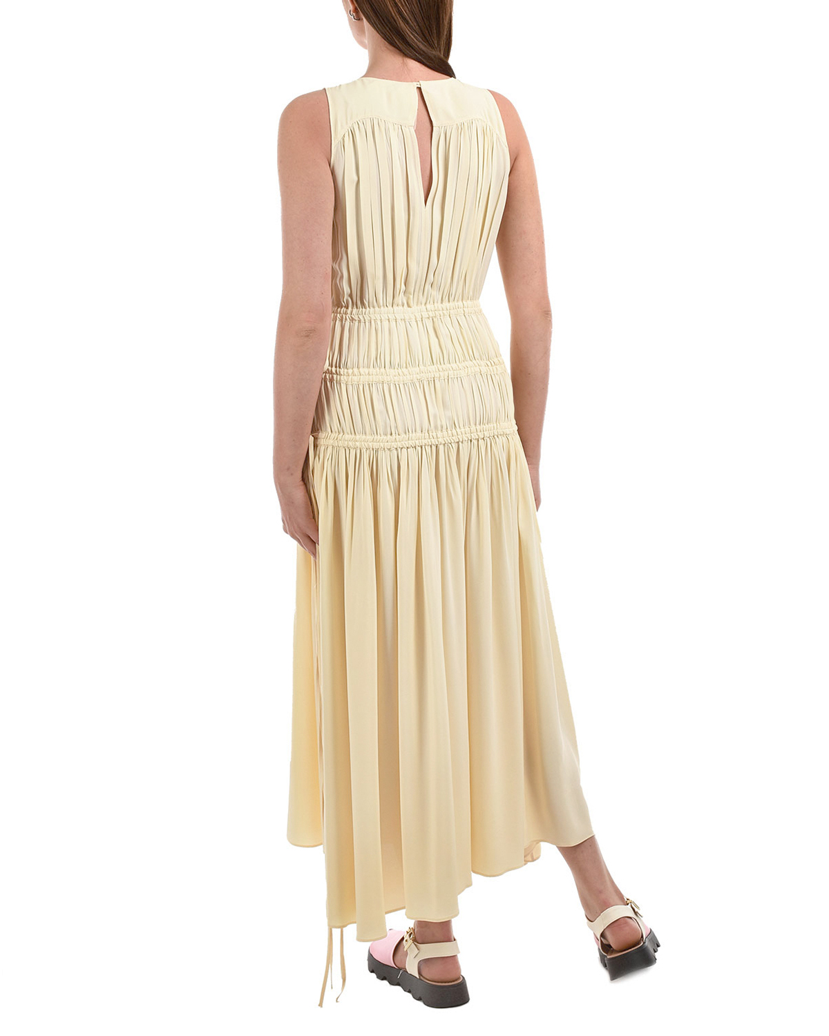 Бежевое приталенное платье No. 21, размер 42, цвет бежевый - фото 3