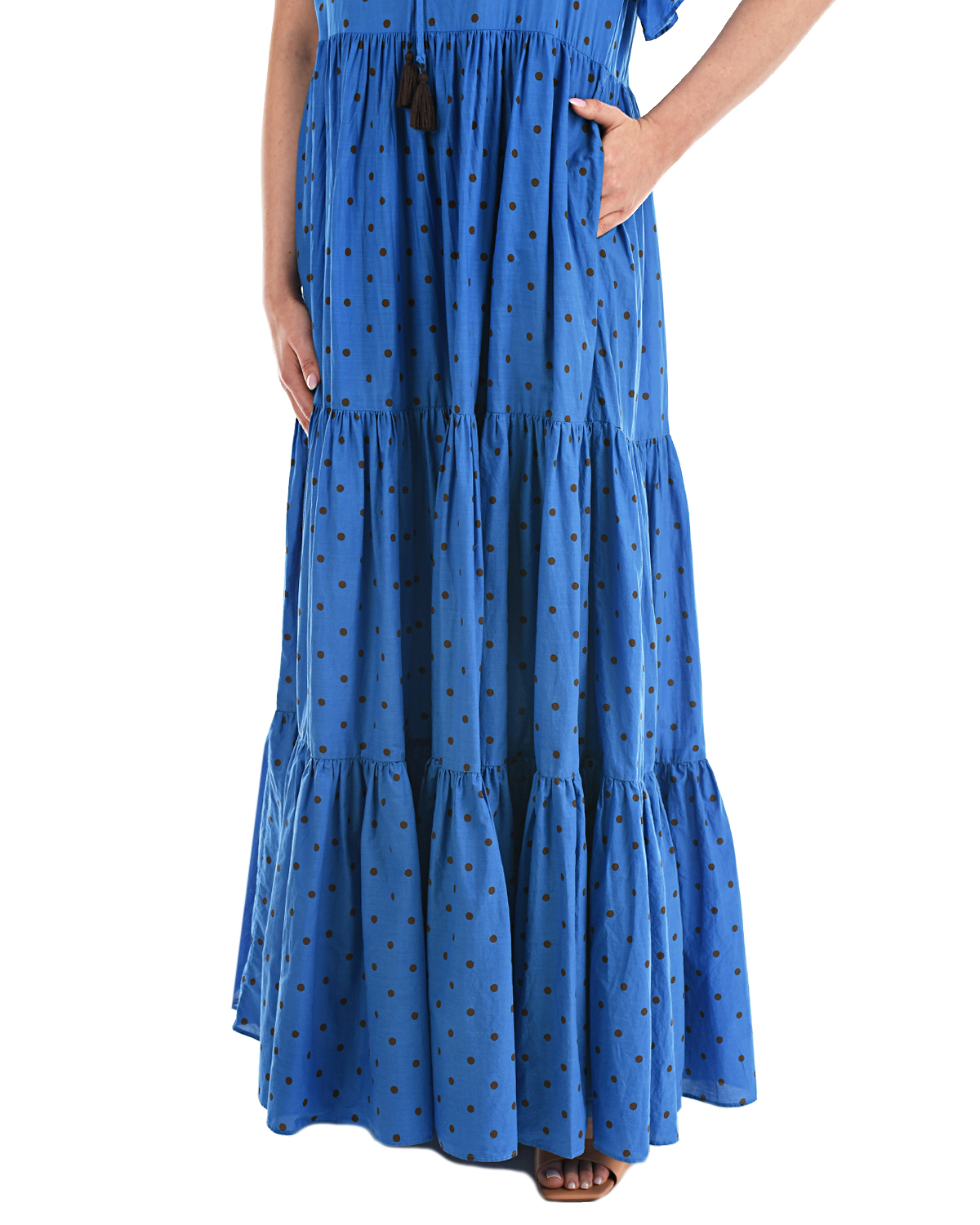 Синее платье в черный горошек Parosh, размер 42, цвет синий - фото 8