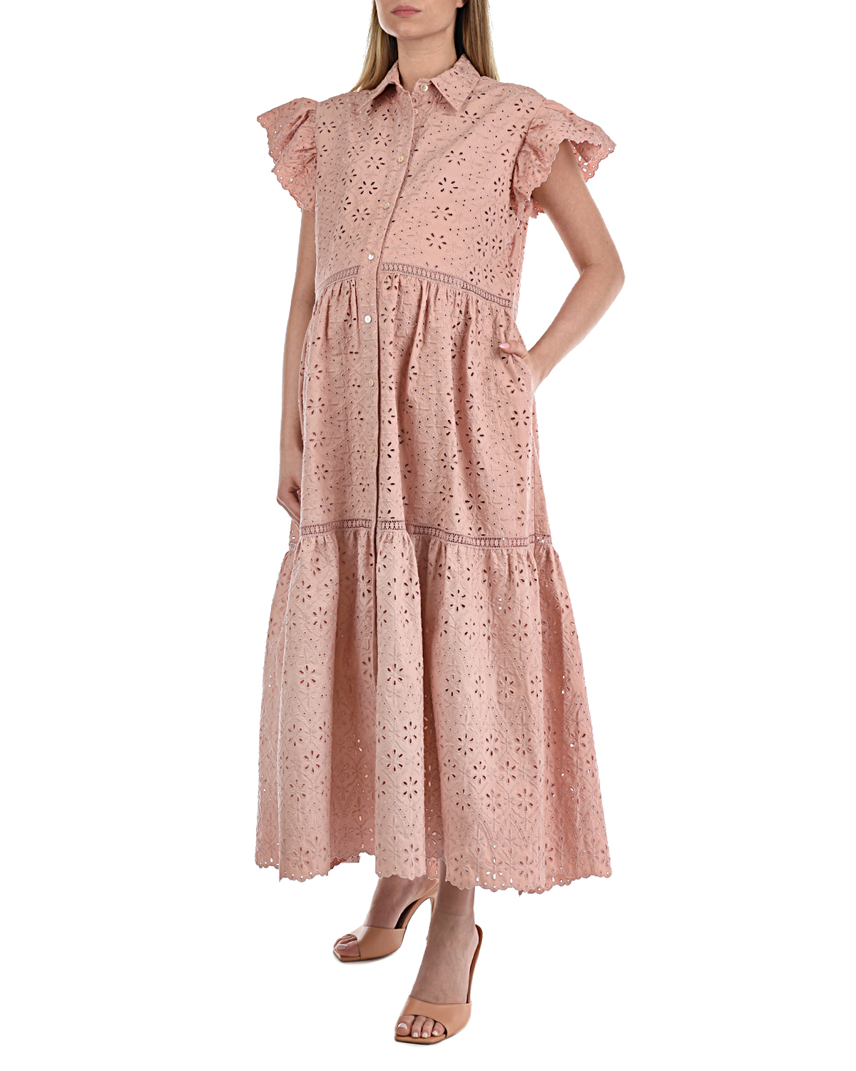 Розовое платье-миди Parosh, размер 44, цвет розовый - фото 4