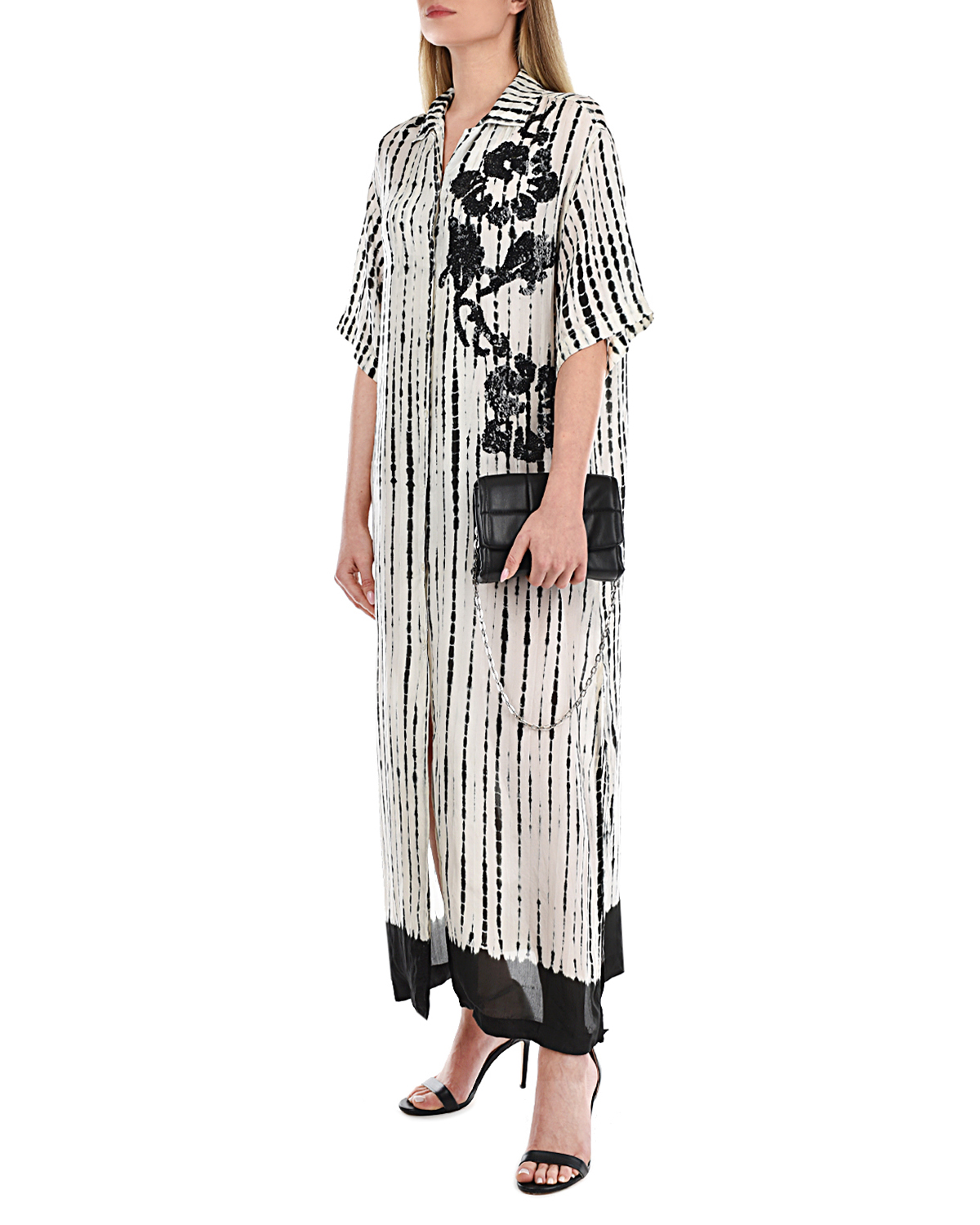 Платье из шелка в полоску Parosh, размер 42, цвет белый - фото 2