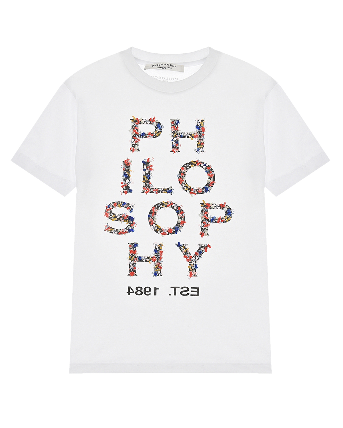 Белая футболка с вышитым логотипом Philosophy