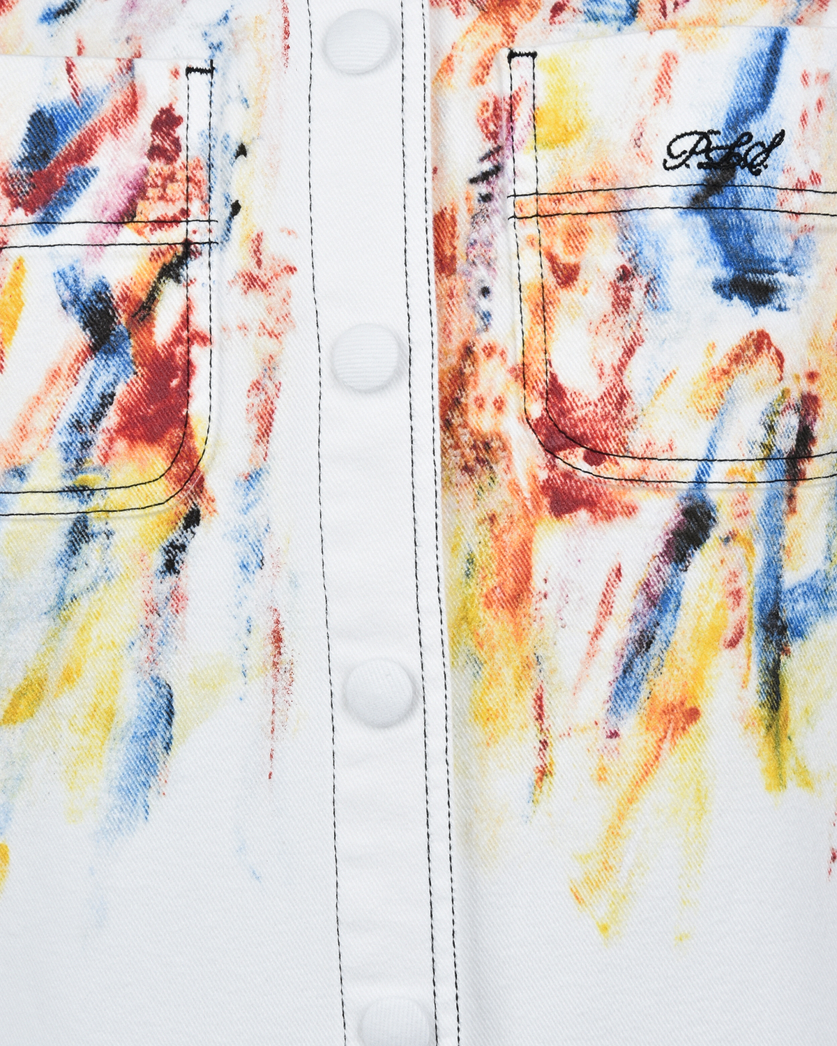 Белая джинсовая куртка с разноцветной вышивкой Philosophy детская, размер 152 - фото 3