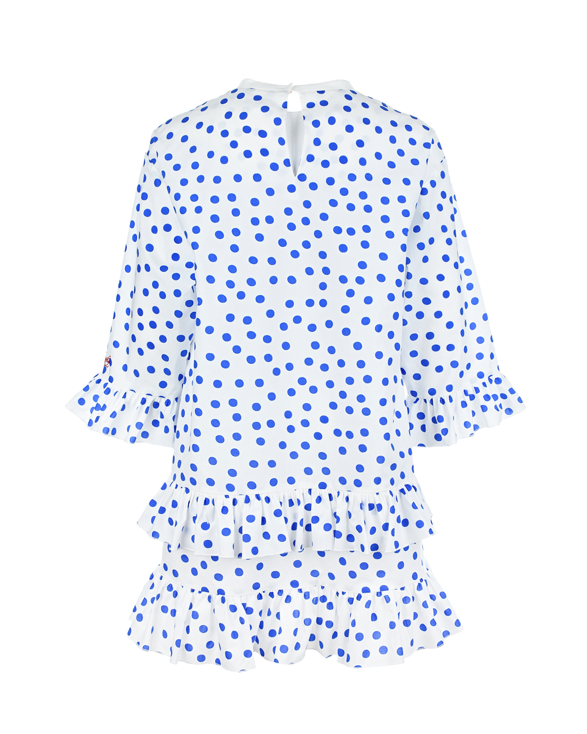 Белое платье в синий горошек Philosophy детское, размер 140, цвет мультиколор - фото 2