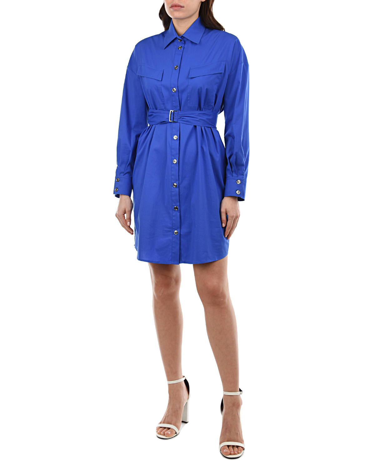Синее платье-рубашка OLIMPIA Pietro Brunelli, размер 40, цвет синий - фото 4