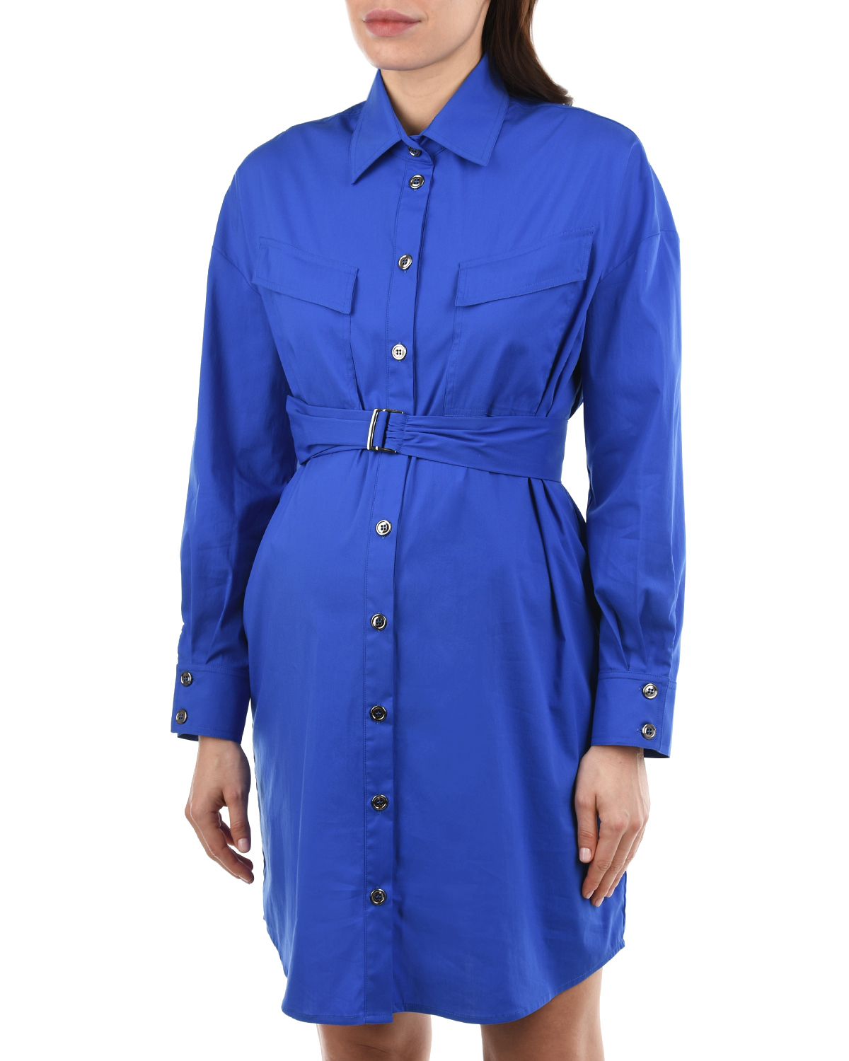 Синее платье-рубашка OLIMPIA Pietro Brunelli, размер 40, цвет синий - фото 8