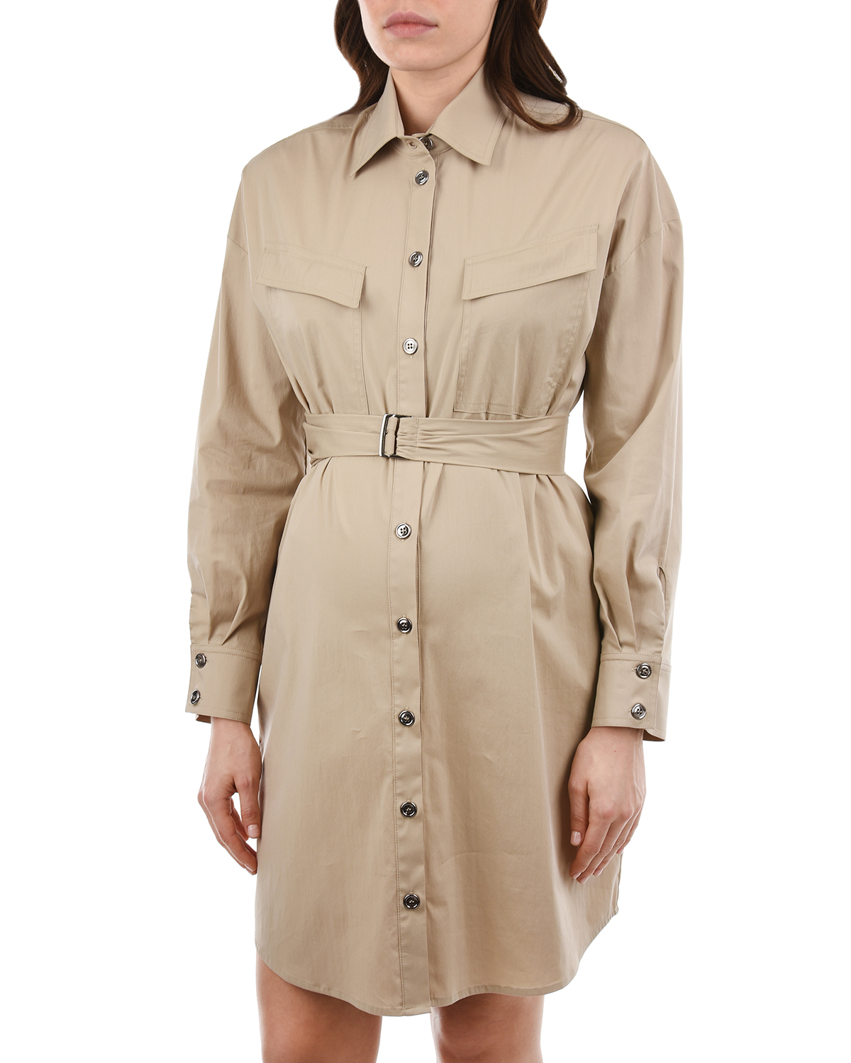 Бежевое платье-рубашка OLIMPIA Pietro Brunelli, размер 40, цвет бежевый - фото 7