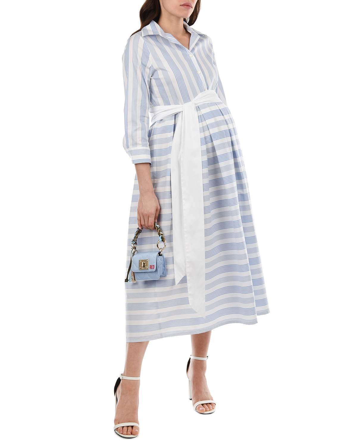 Голубое платье в белую полоску Pietro Brunelli, размер 40, цвет голубой - фото 2