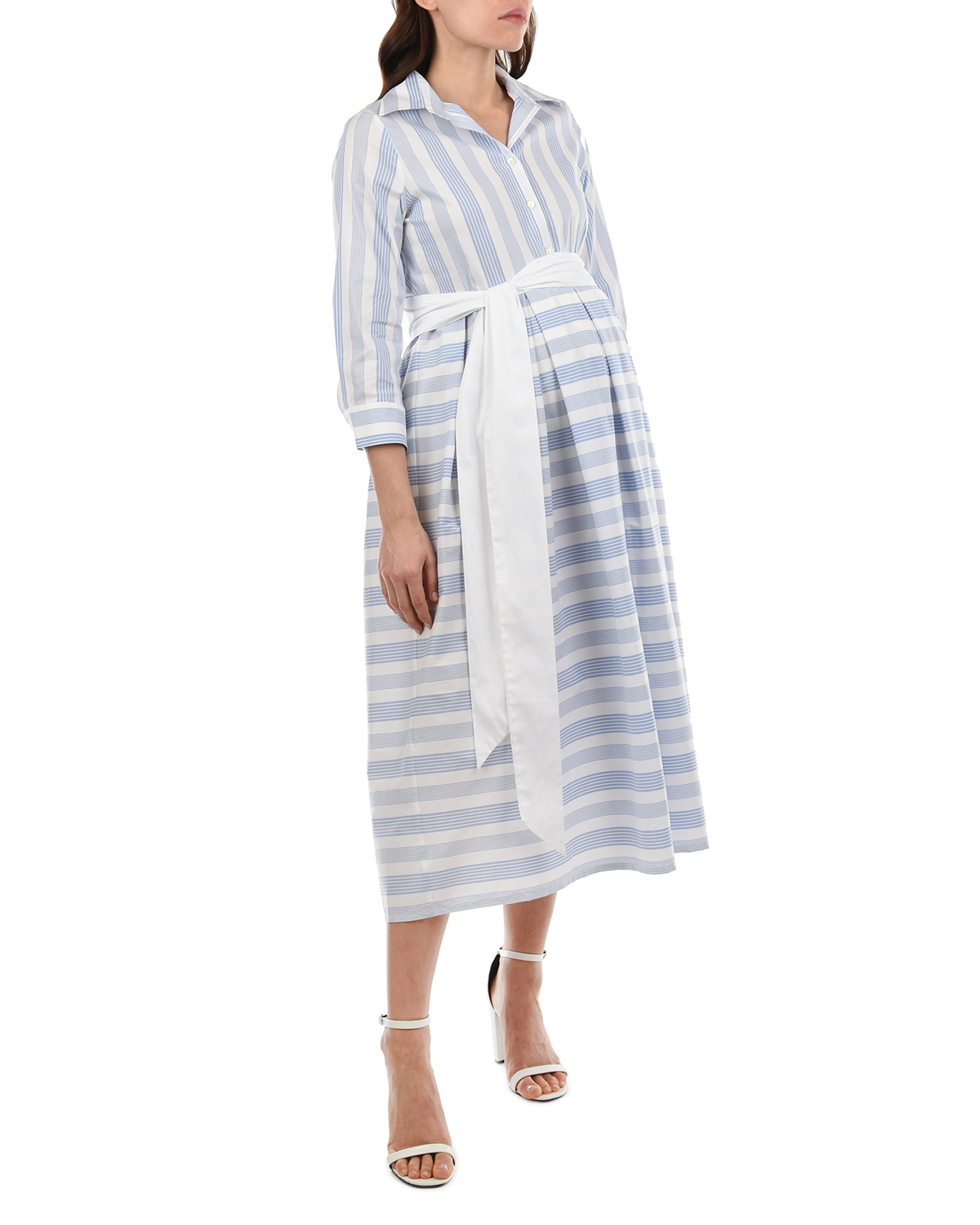 Голубое платье в белую полоску Pietro Brunelli, размер 40, цвет голубой - фото 3