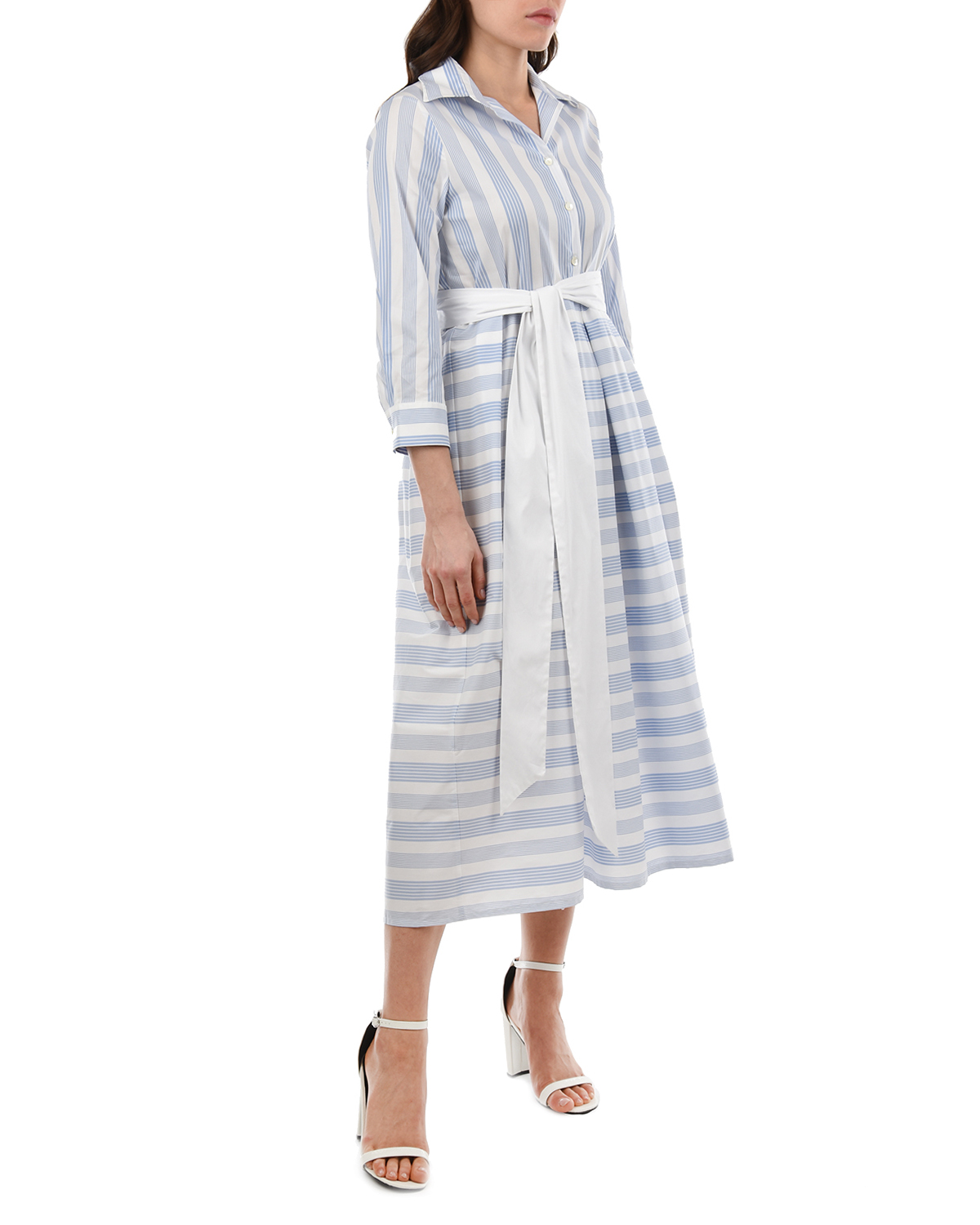 Голубое платье в белую полоску Pietro Brunelli, размер 40, цвет голубой - фото 5