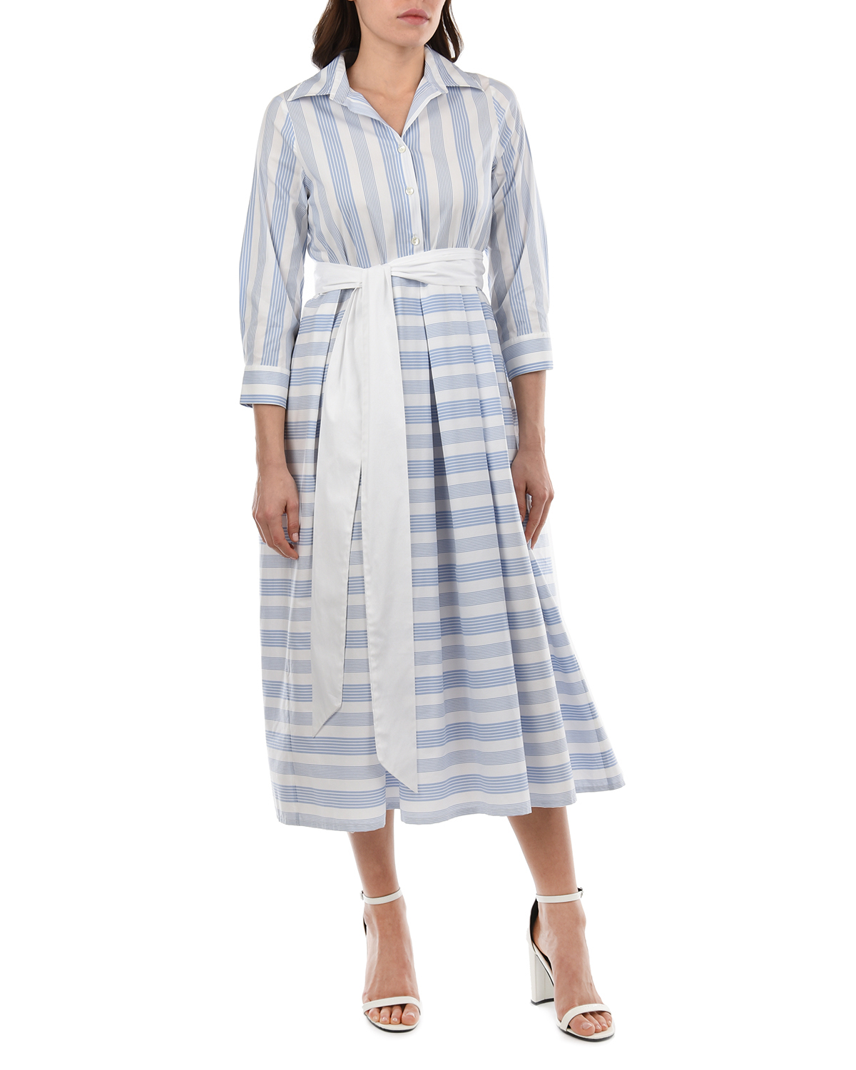 Голубое платье в белую полоску Pietro Brunelli, размер 40, цвет голубой - фото 8