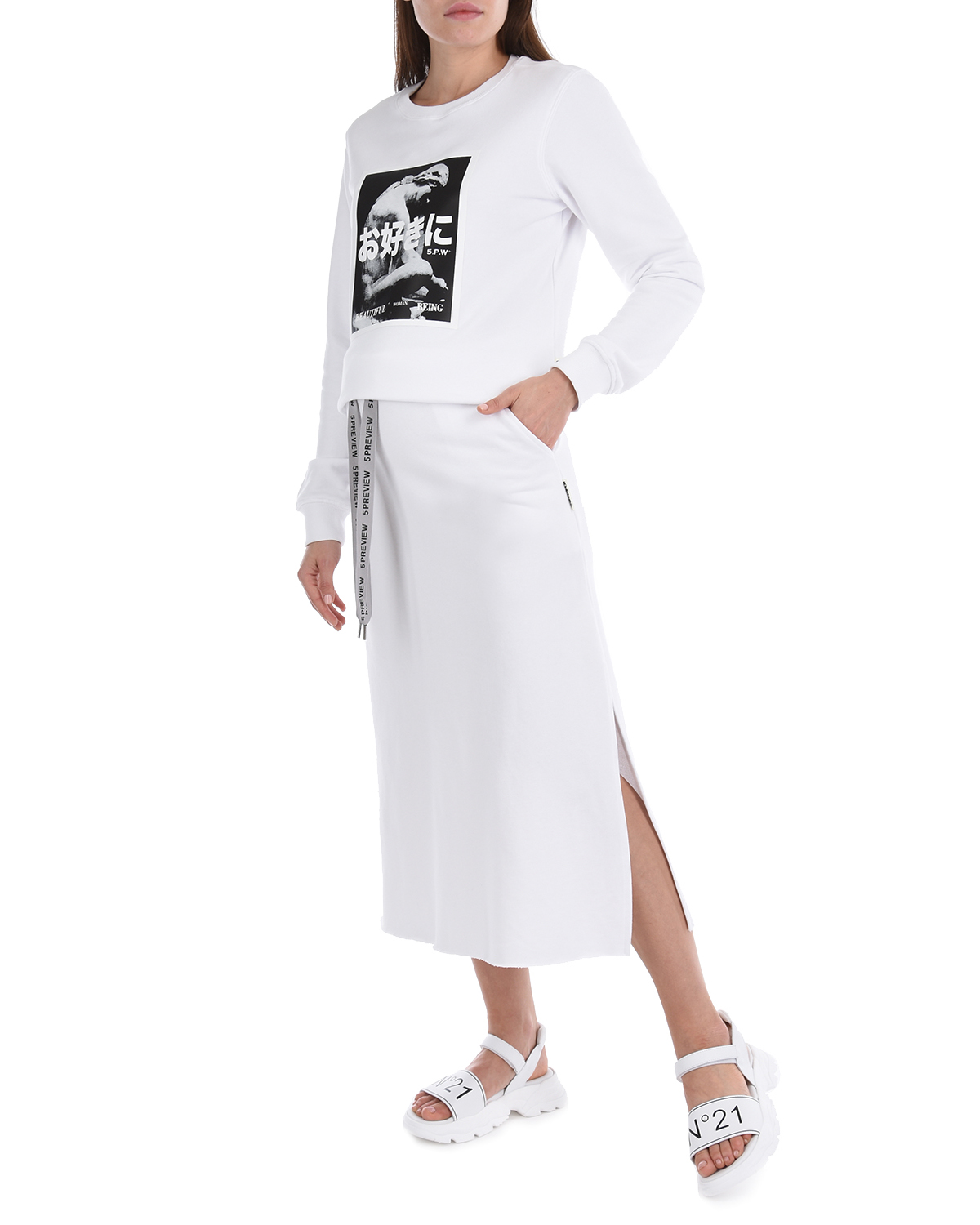Белая юбка в спортивном стиле 5 Preview, размер 40, цвет белый - фото 4