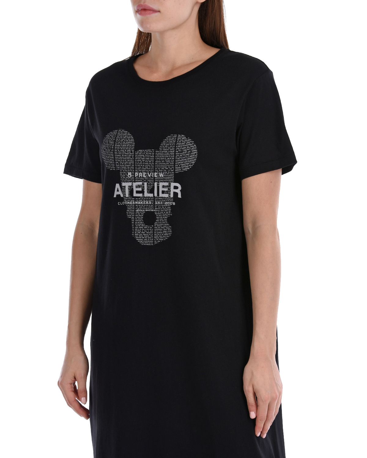 Платье-футболка с принтом "Atelier" 5 Preview, размер 40, цвет черный - фото 8