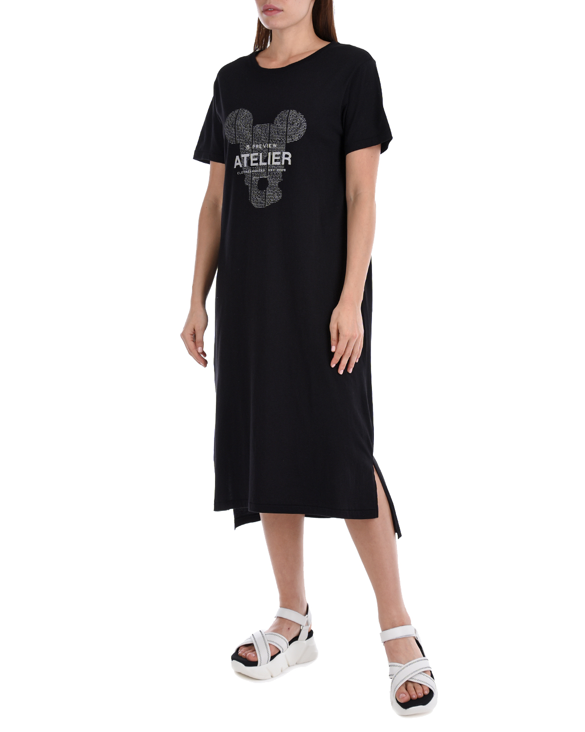 Платье-футболка с принтом "Atelier" 5 Preview, размер 40, цвет черный - фото 2