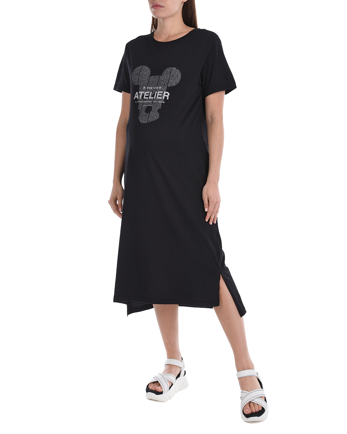 Платье-футболка с принтом "Atelier" 5 Preview, размер 40, цвет черный - фото 4
