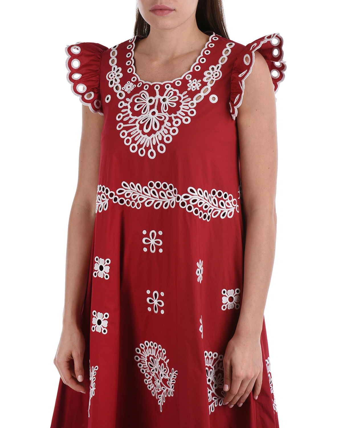 Красное платье с вышивкой сангалло Red Valentino, размер 44, цвет красный - фото 11