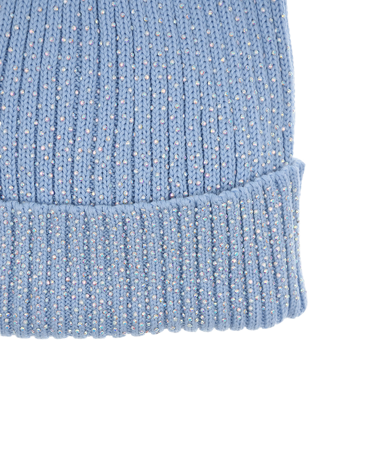 Голубая шапка с перламутровыми стразами Regina детская, размер 53, цвет голубой - фото 3
