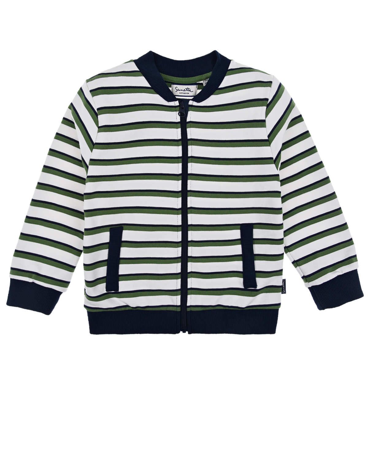 Спортивная куртка в полоску Sanetta fiftyseven детская, размер 68, цвет белый - фото 1
