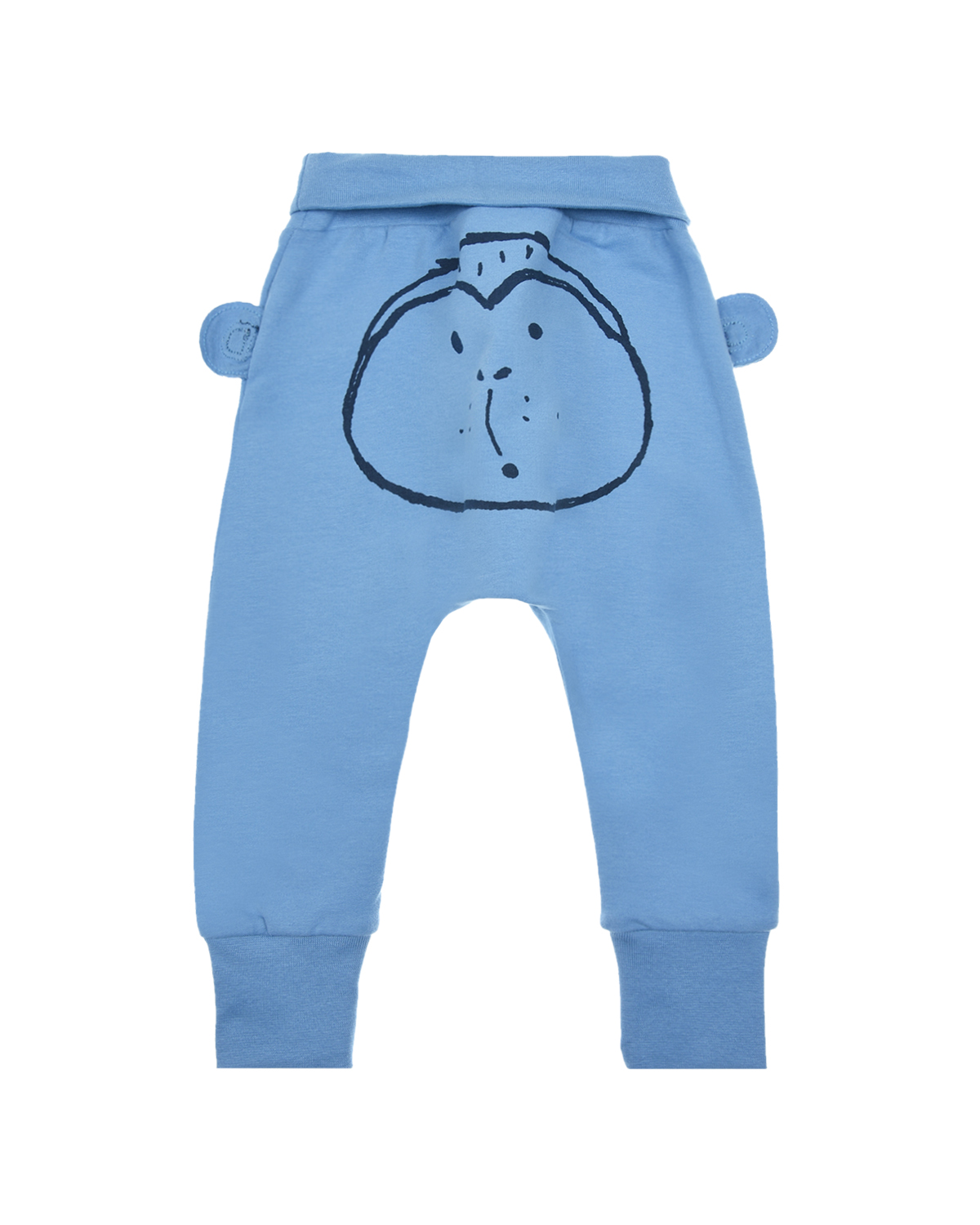 Синие спортивные брюки с принтом "обезьянка" Sanetta Kidswear детские, размер 68, цвет синий - фото 2