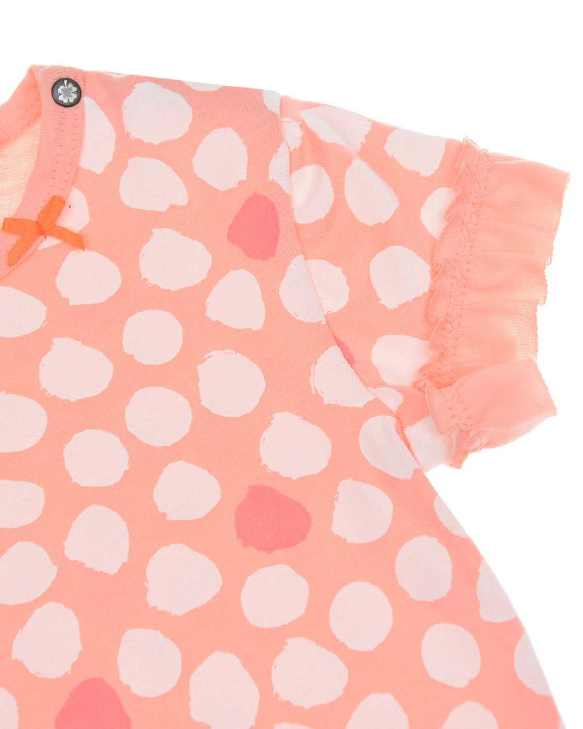 Футболка персикового цвета с принтом в горошек Sanetta Kidswear детская, размер 62 - фото 3