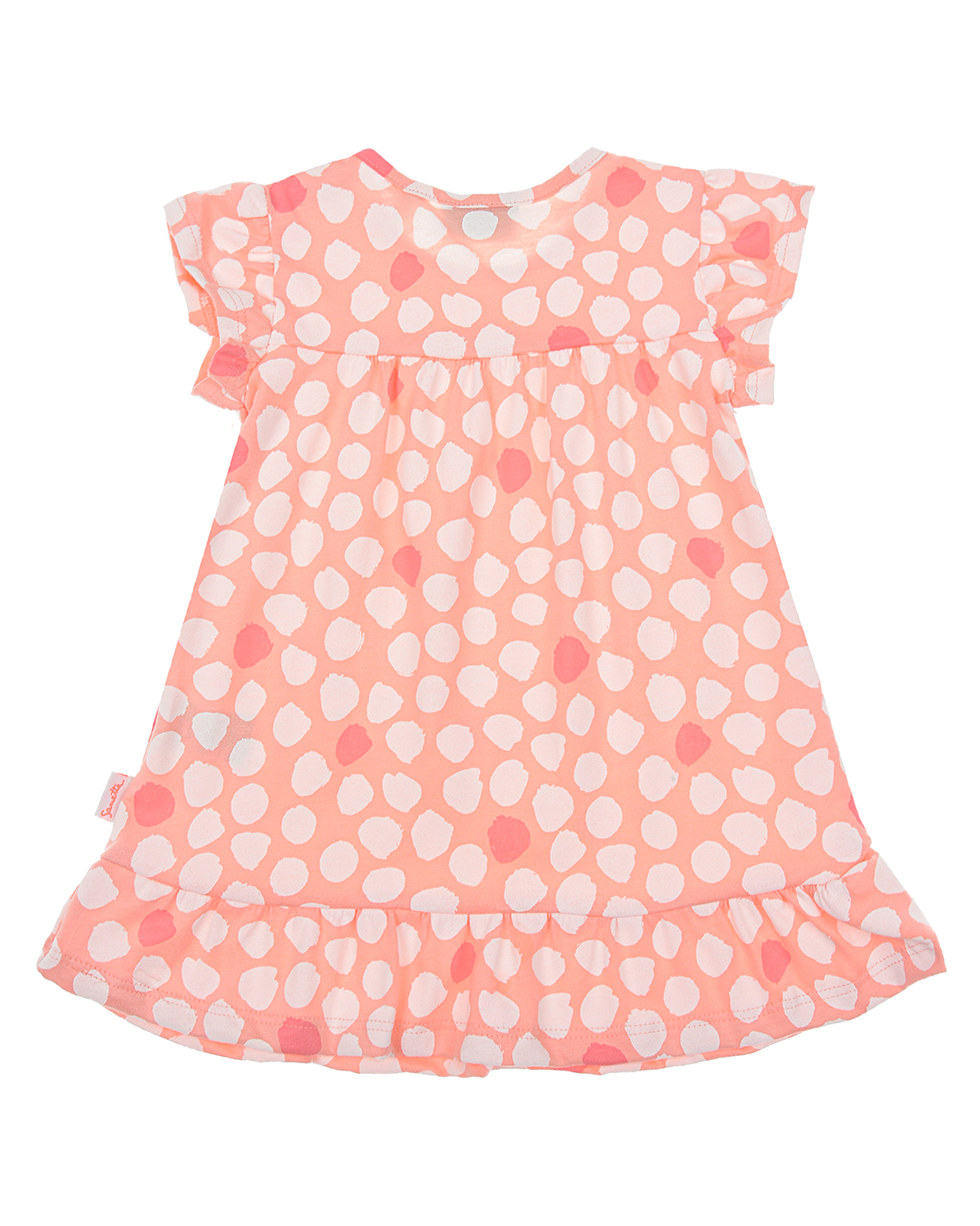 Платье персикового цвета с принтом в горошек Sanetta Kidswear детское, размер 68 - фото 2