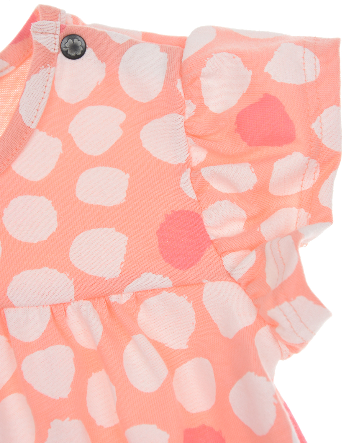 Платье персикового цвета с принтом в горошек Sanetta Kidswear детское, размер 68 - фото 4