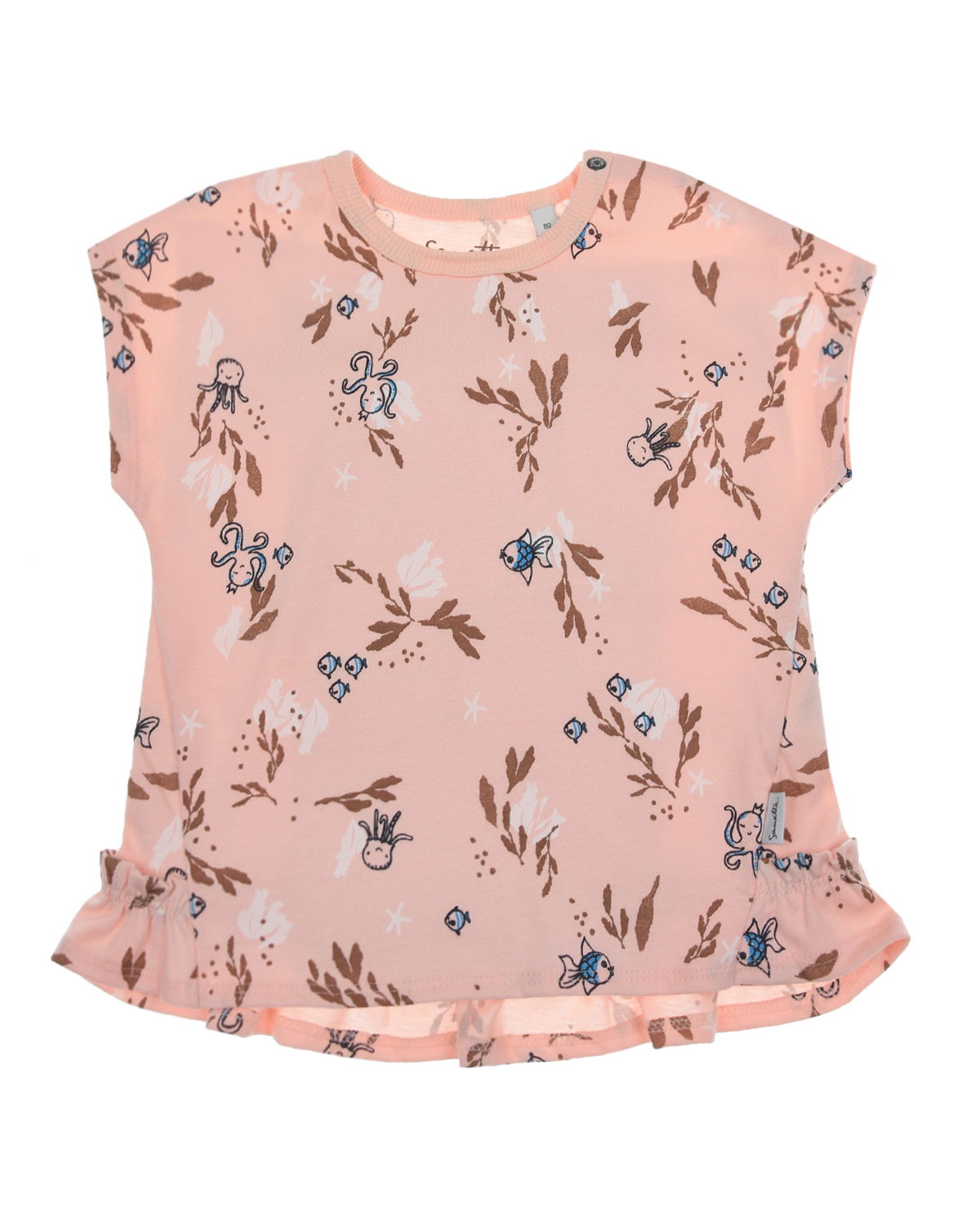 Розовая футболка с морскими мотивами Sanetta Kidswear детская, размер 62, цвет розовый - фото 1