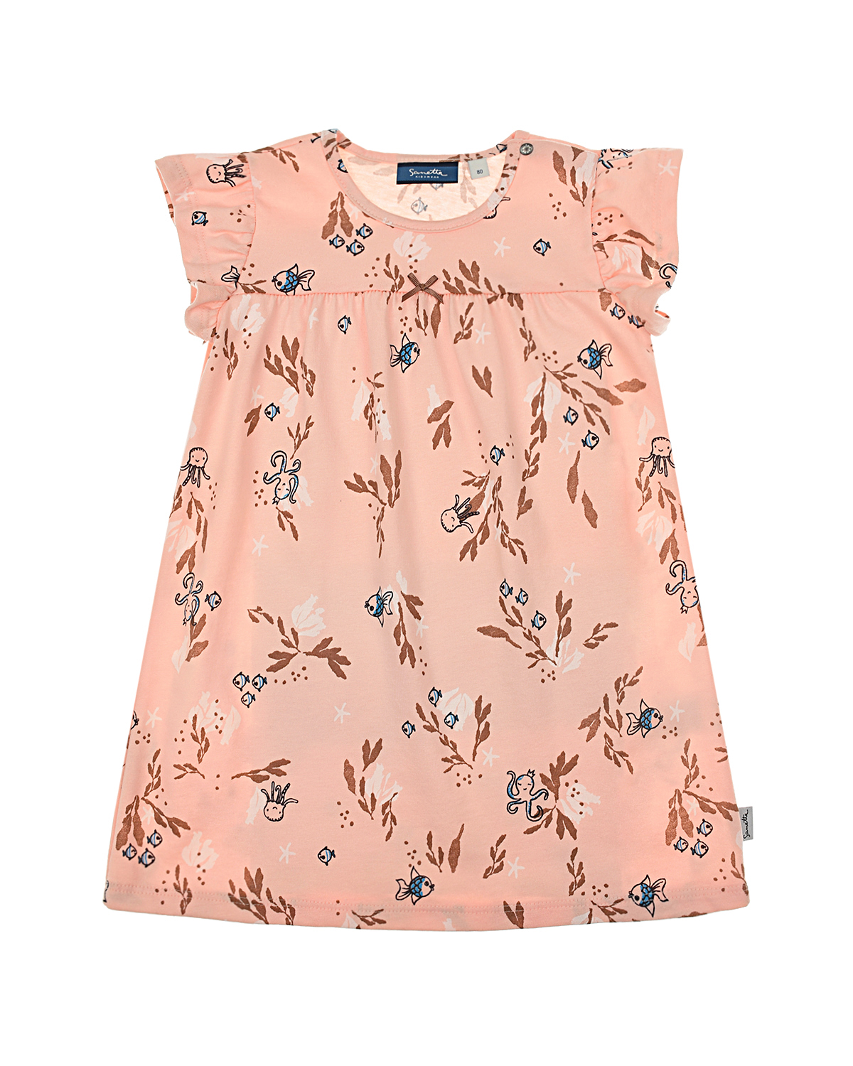 Розовое платье с принтом "рыбы" Sanetta Kidswear