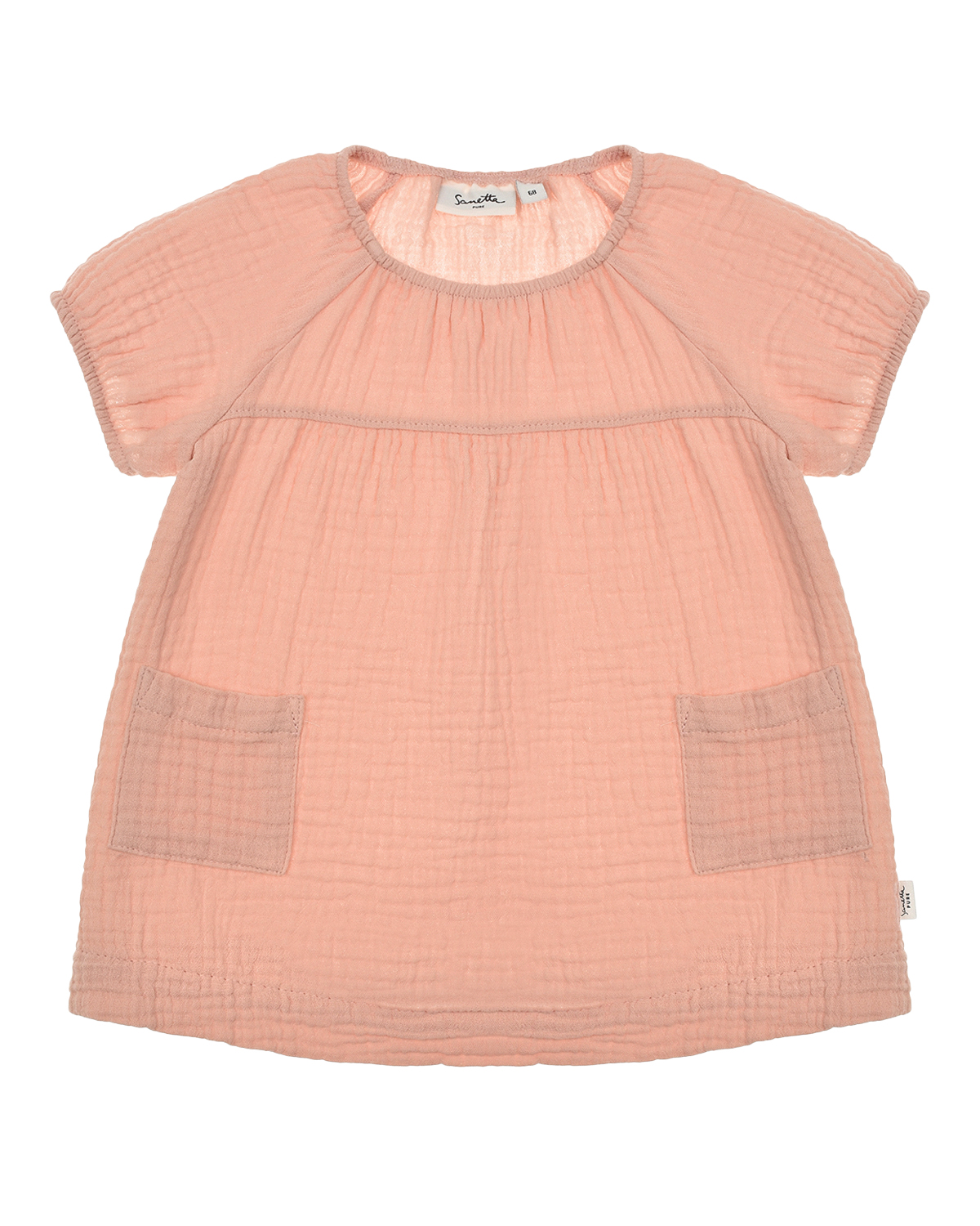 Платье с короткими рукавами-реглан Sanetta Pure детское, размер 68, цвет розовый - фото 1