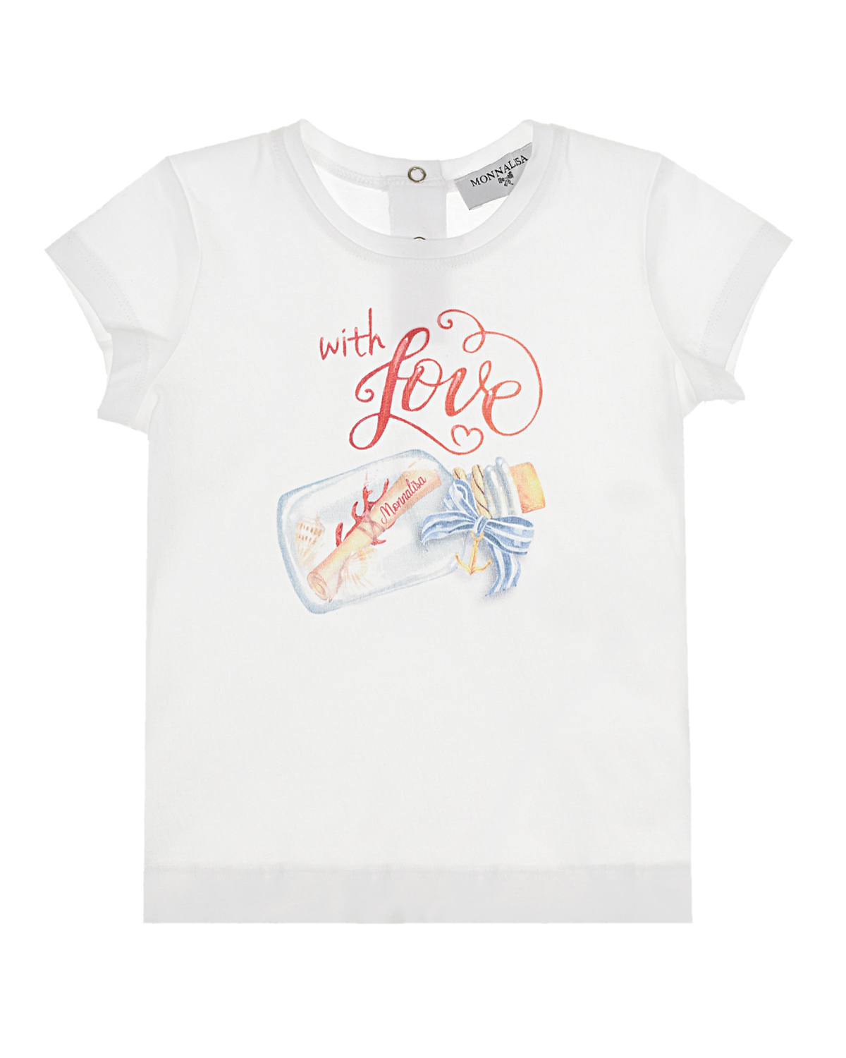 Белая футболка с принтом "with Love" Monnalisa детская, размер 86, цвет белый - фото 1