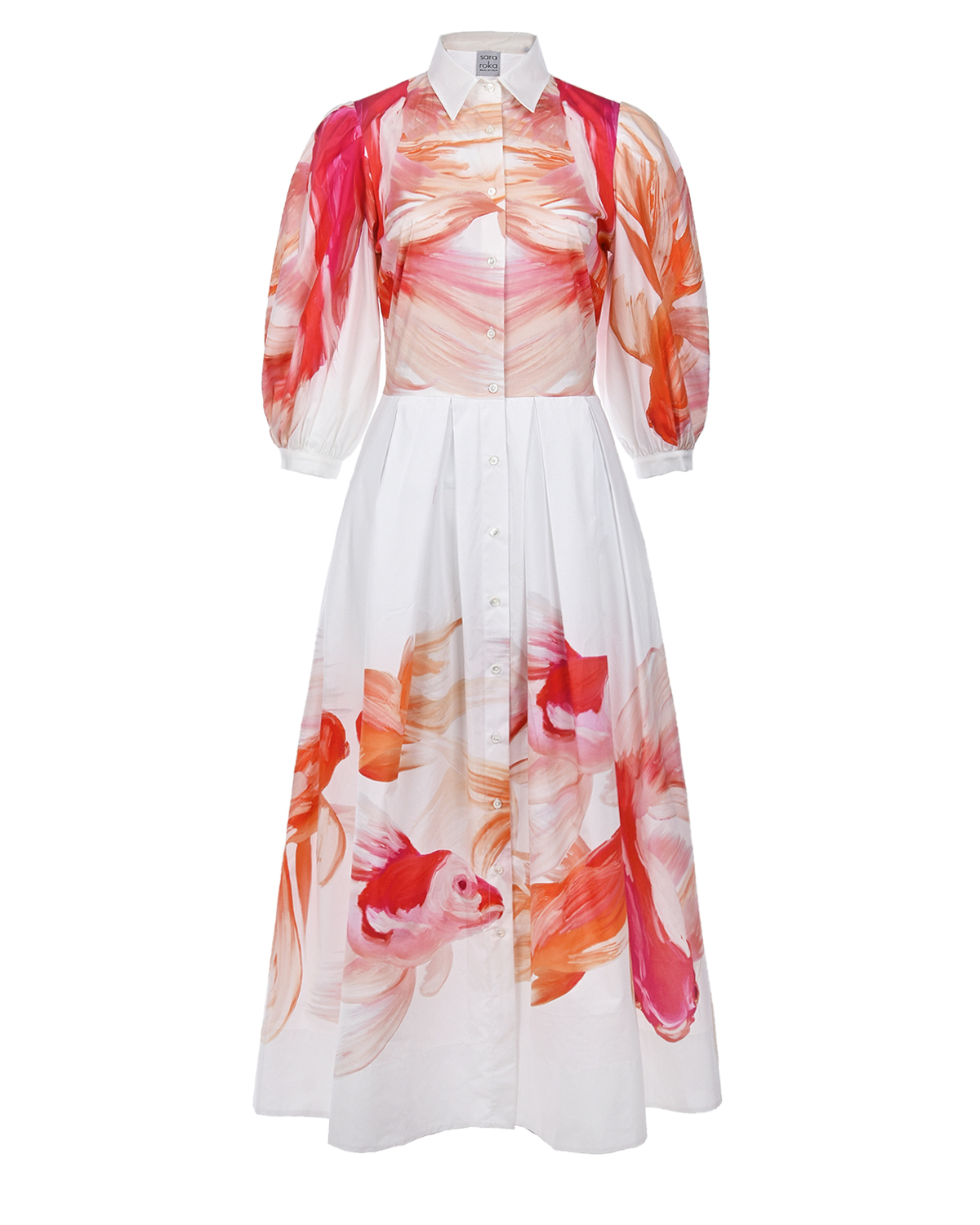 Платье с принтом "рыбки" Sara Roka, размер 40, цвет белый - фото 1