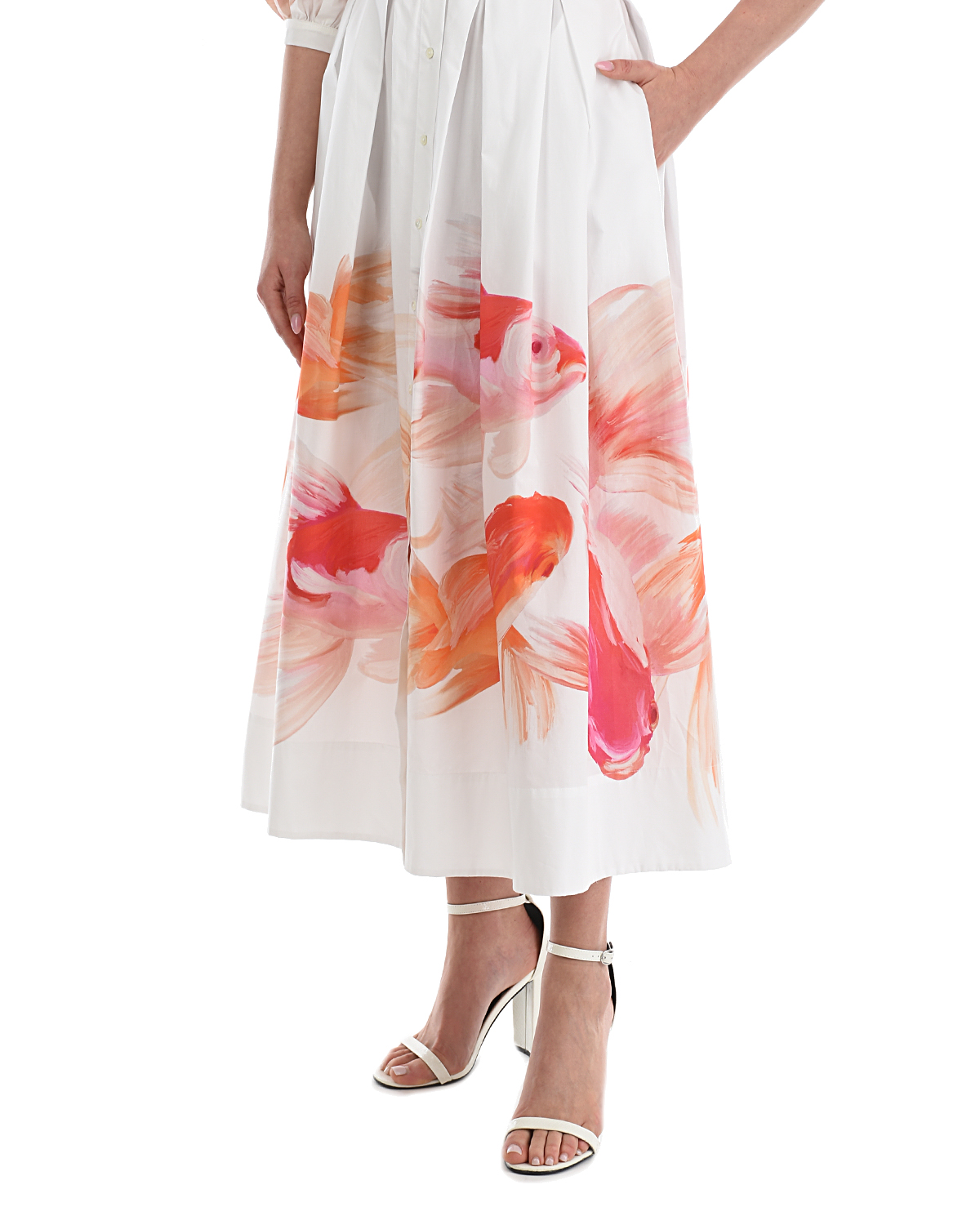 Платье с принтом "рыбки" Sara Roka, размер 40, цвет белый - фото 8