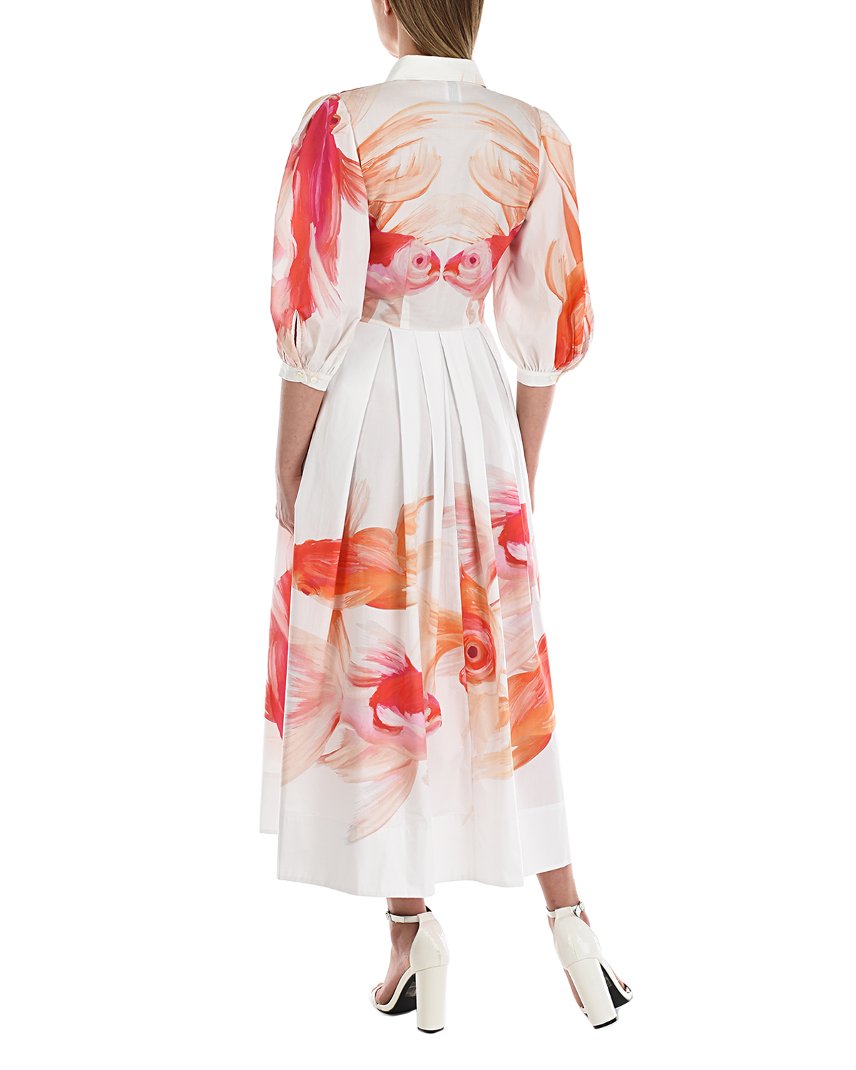 Платье с принтом "рыбки" Sara Roka, размер 40, цвет белый - фото 4