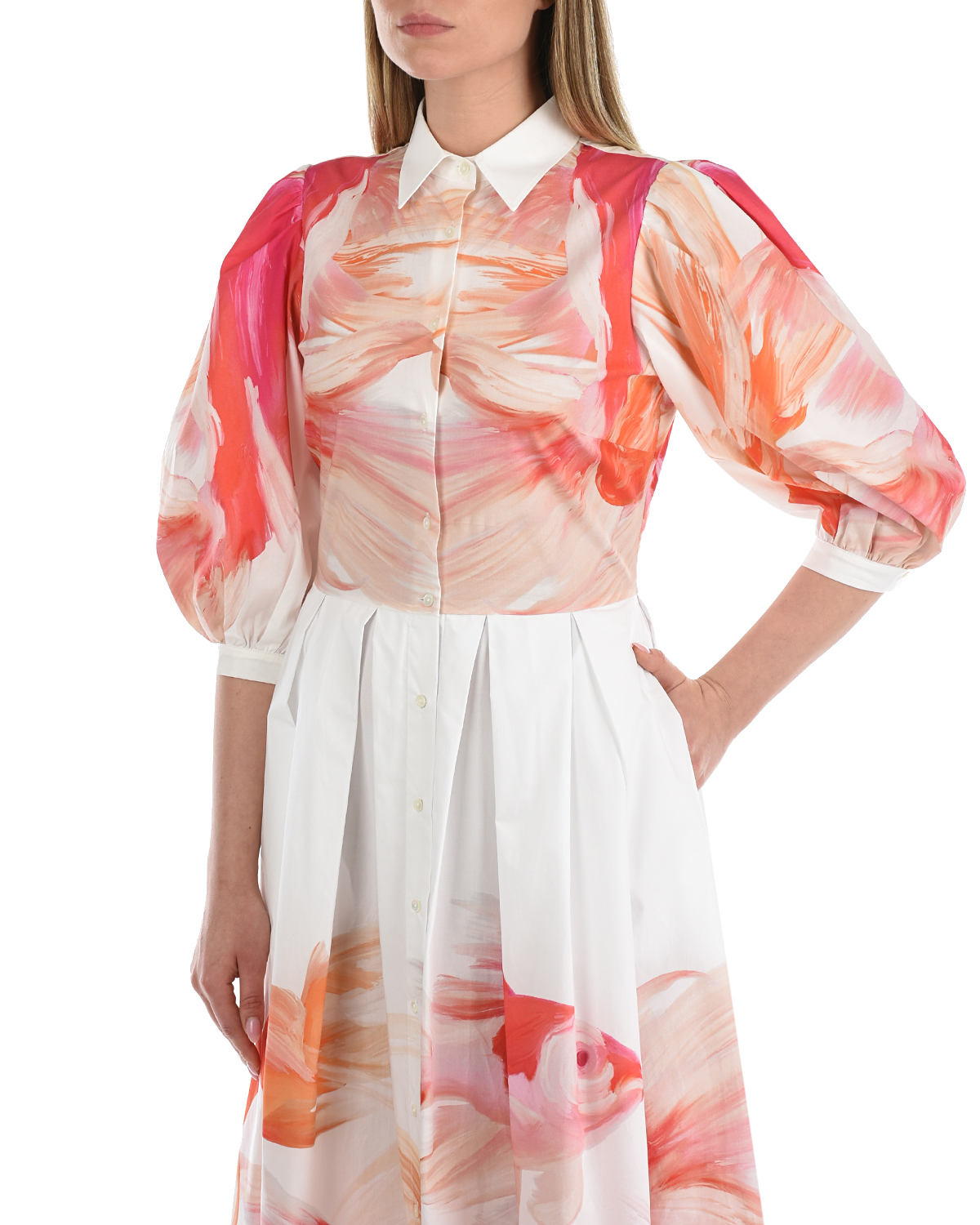 Платье с принтом "рыбки" Sara Roka, размер 40, цвет белый - фото 7