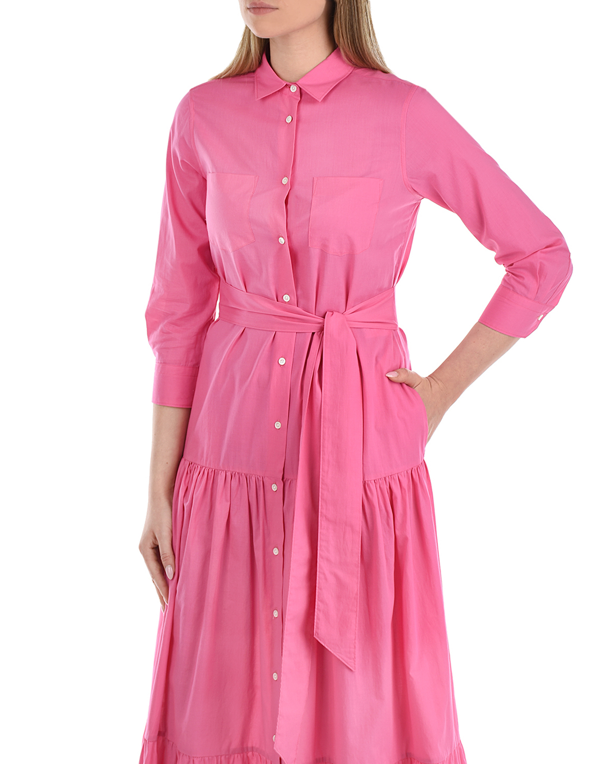 Платье цвета фуксии с поясом Sara Roka, размер 40 - фото 6