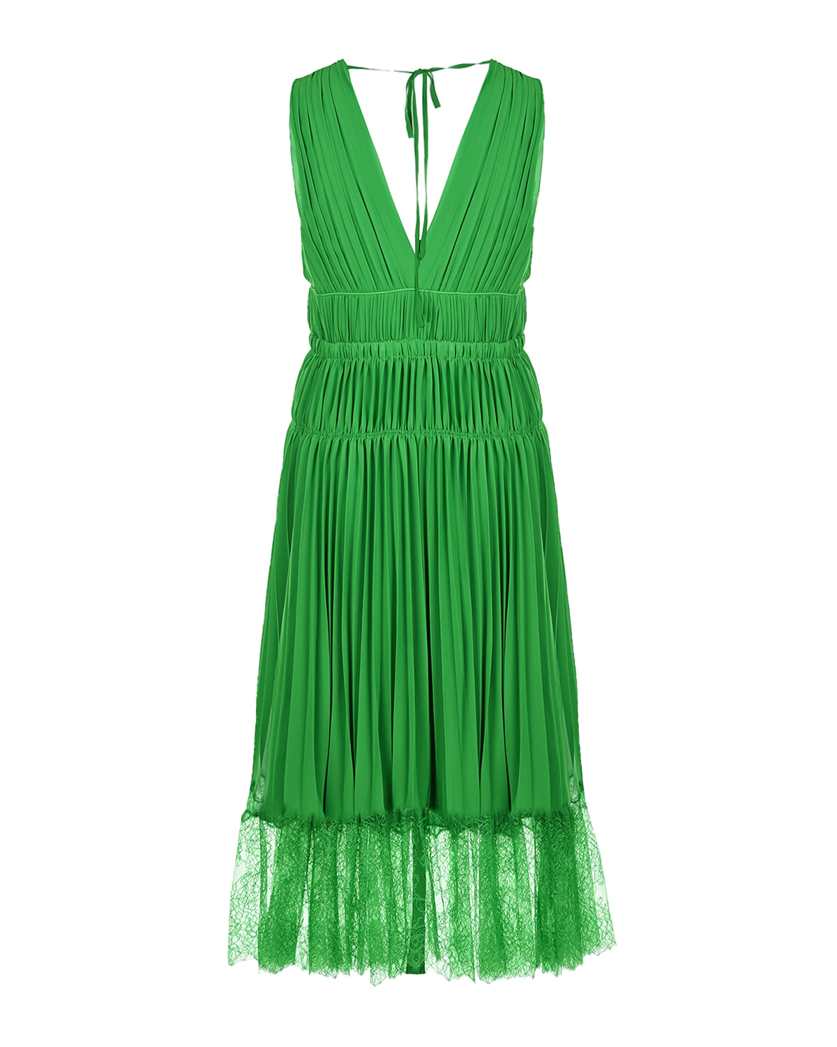 Зеленое платье с кружевной отделкой Self Portrait, размер 40, цвет зеленый - фото 2