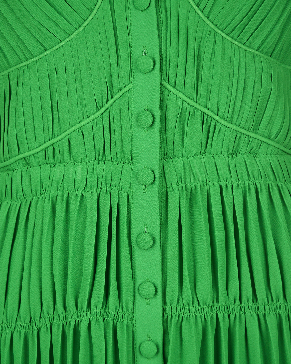 Зеленое платье с кружевной отделкой Self Portrait, размер 40, цвет зеленый - фото 3