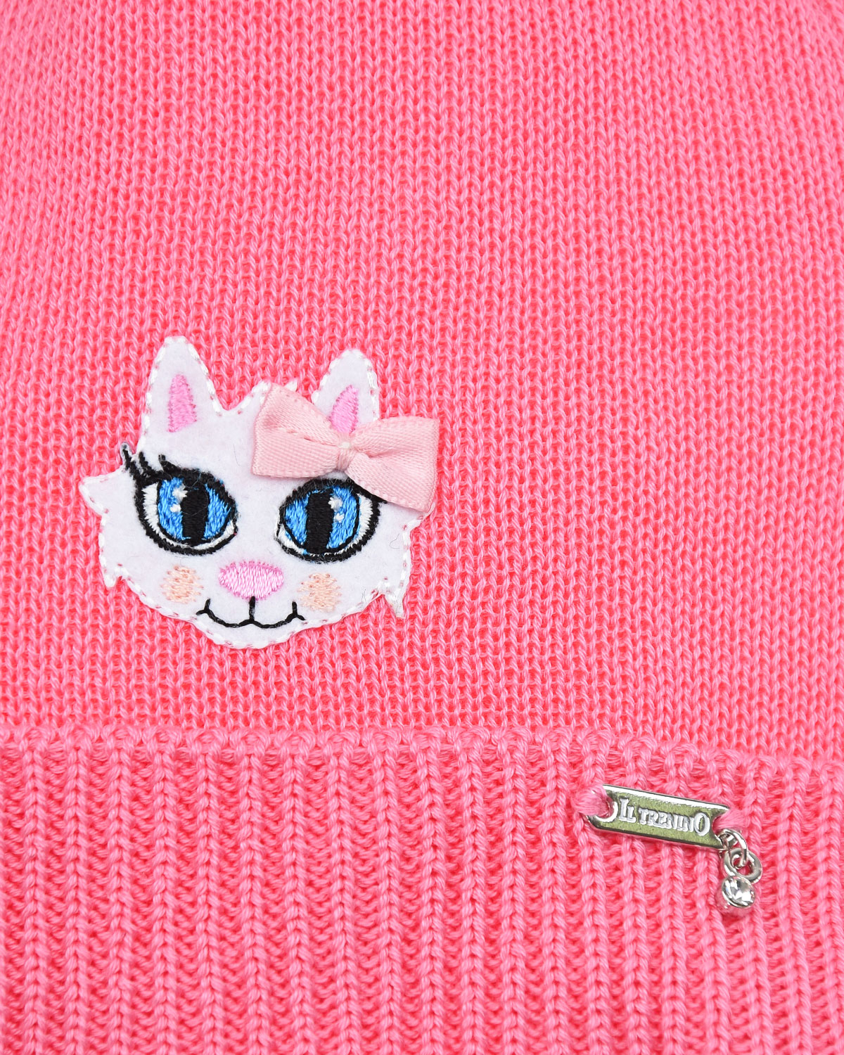 Розовая шапка с нашивкой "кошка" Il Trenino детская, размер 51, цвет розовый - фото 3