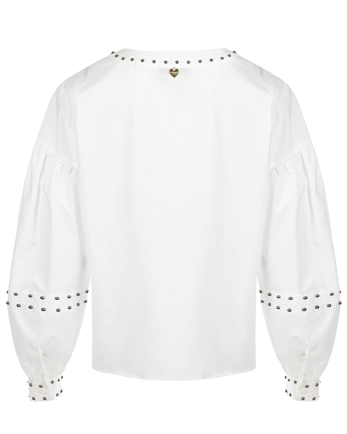 Белая блуза с декором клепками TWINSET, размер 40, цвет белый - фото 5