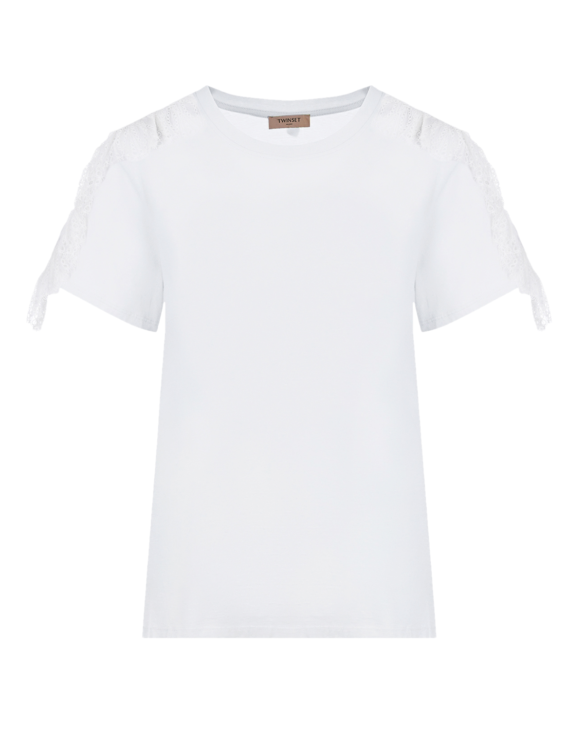 Белая футболка с бахромой TWINSET, размер 40, цвет белый - фото 1
