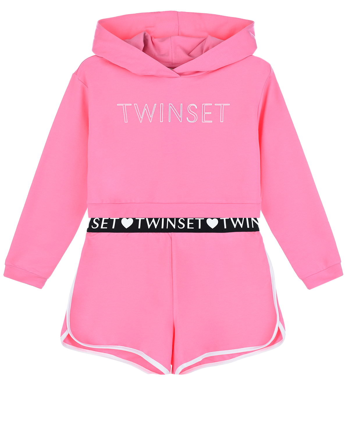 Розовый комплект: толстовка-худи + шорты TWINSET