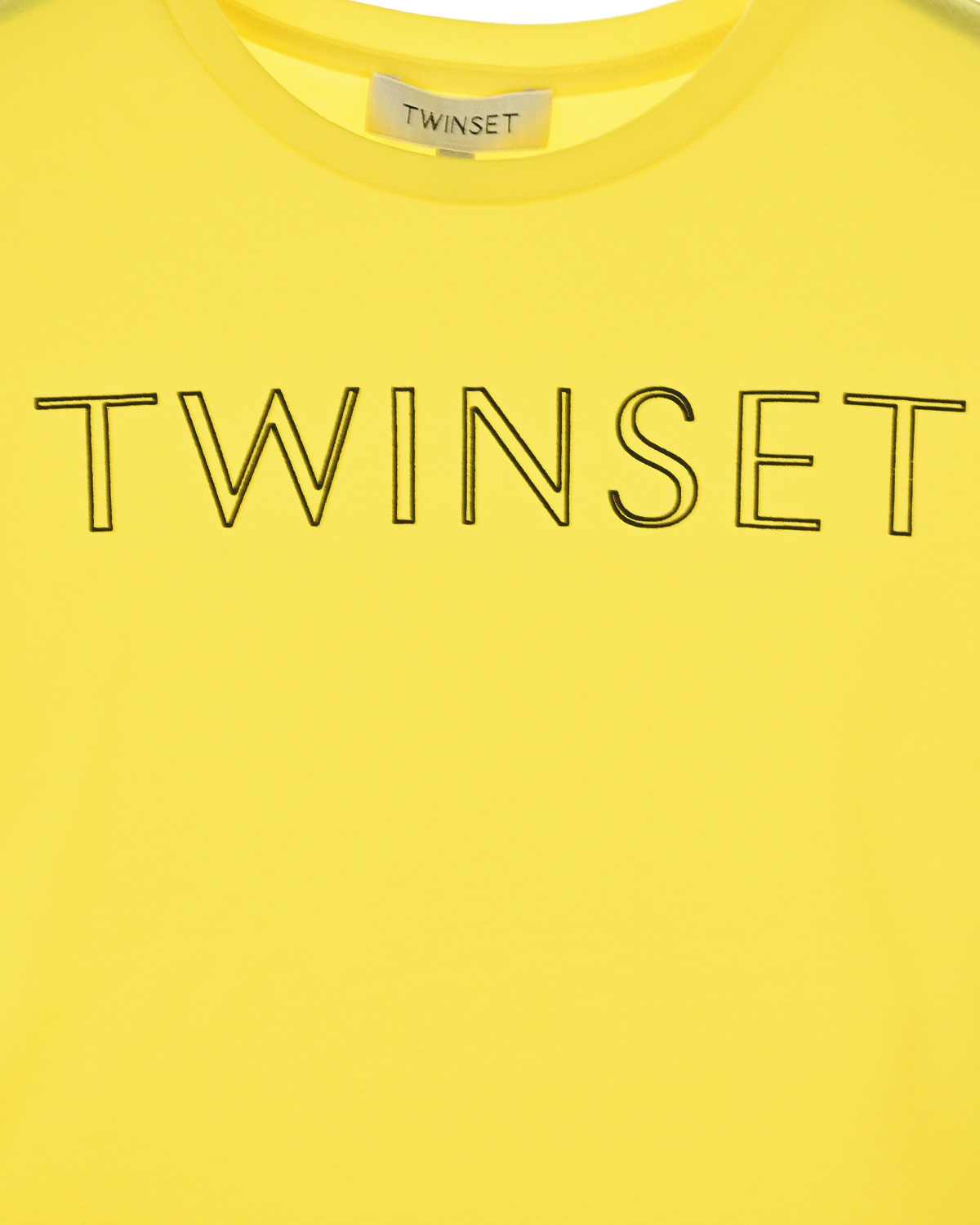 Желтая футболка с брошью TWINSET детская, размер 140, цвет желтый - фото 3
