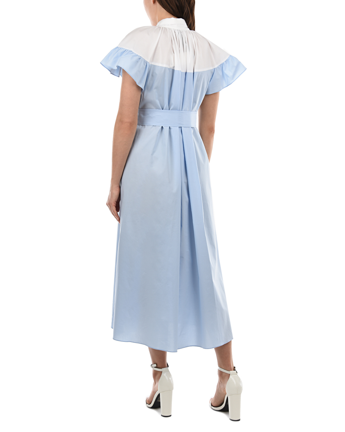Голубое платье с поясом Vivetta, размер 40, цвет голубой - фото 4