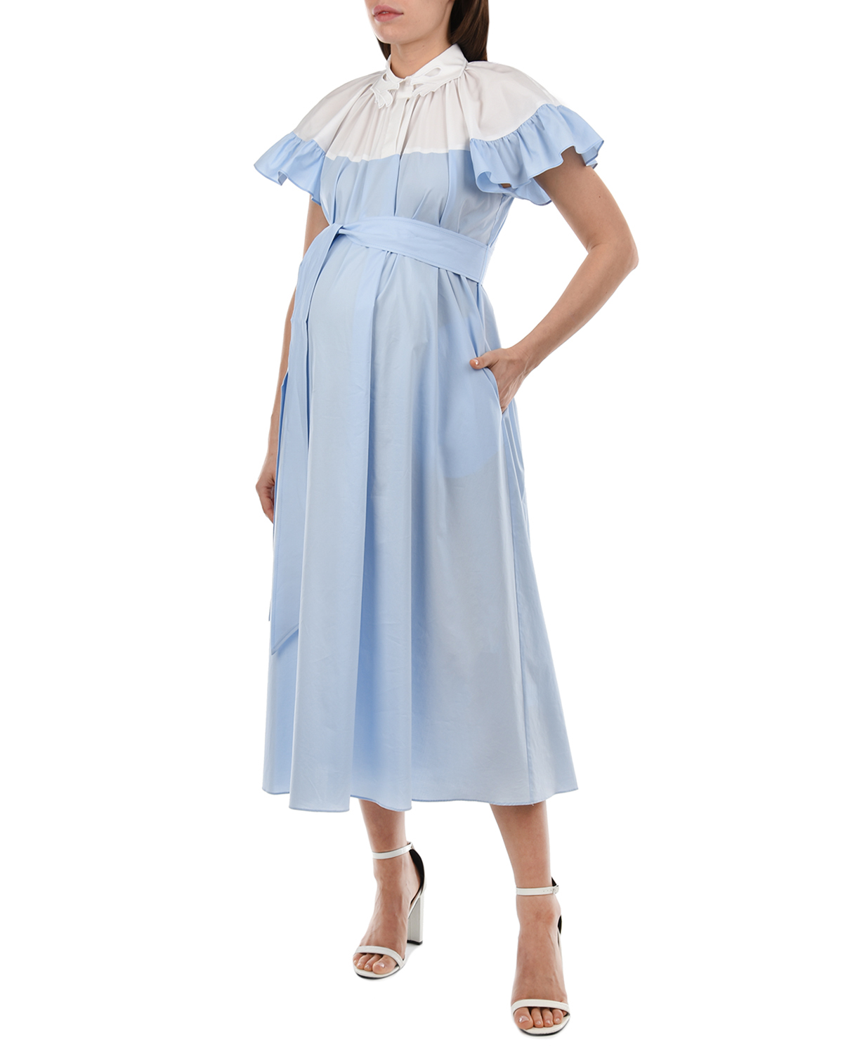 Голубое платье с поясом Vivetta, размер 40, цвет голубой - фото 5
