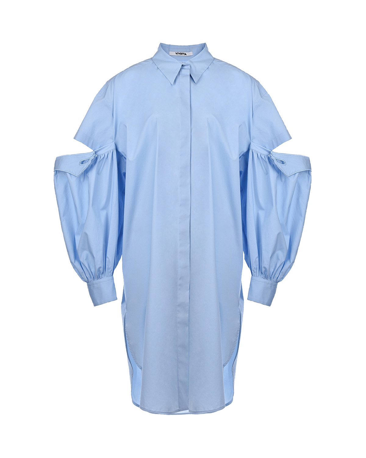 Голубое платье с разрезами на рукавах Vivetta, размер 40, цвет голубой - фото 1