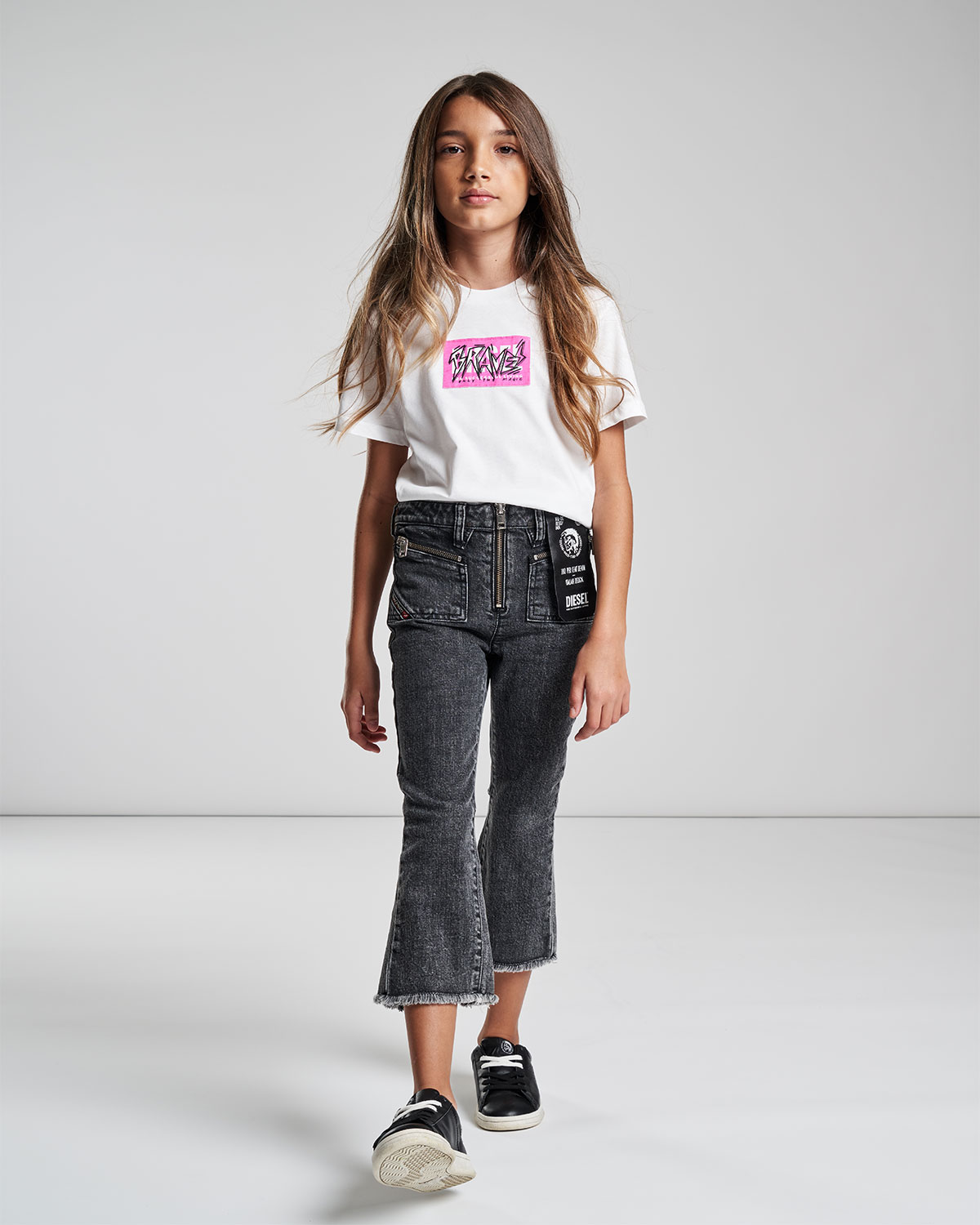 Расклешенные джинсы на молнии Diesel детские, размер 140, цвет черный - фото 2