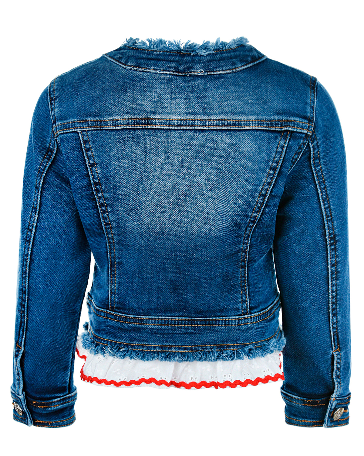 Джинсовая куртка с декором "Клубника" Monnalisa детская, размер 110, цвет синий - фото 2