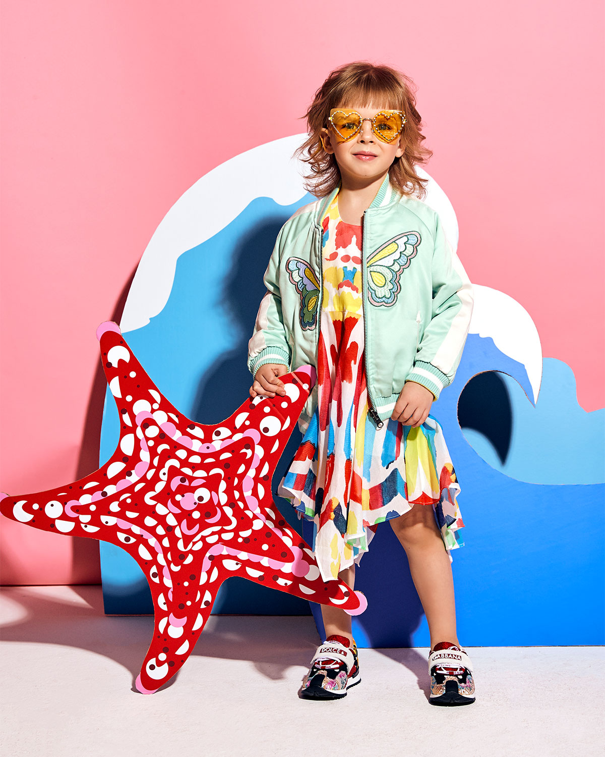 Сарафан с принтом "Крылья бабочки" Stella McCartney детский, размер 110, цвет мультиколор - фото 2