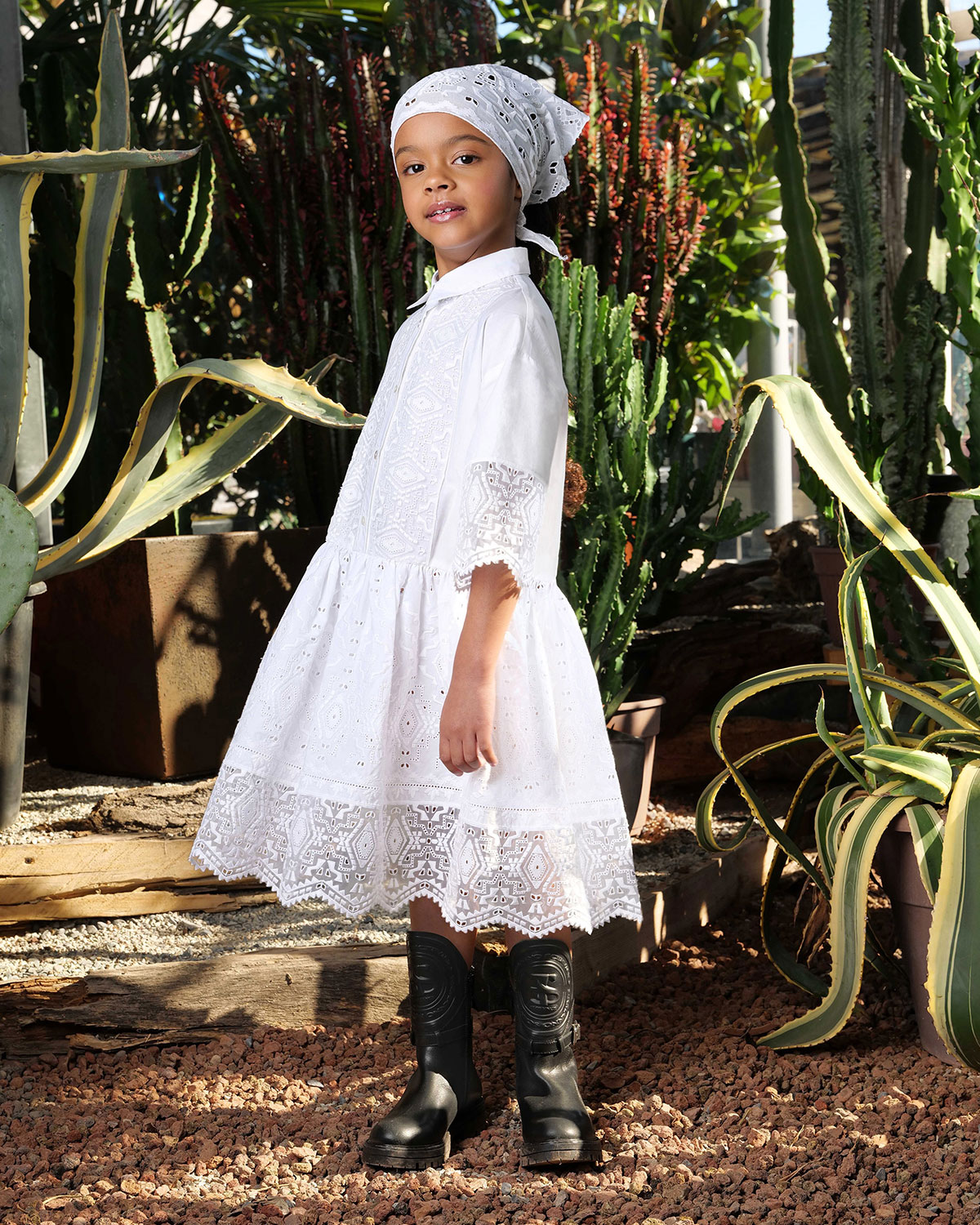 Белле платье-рубашка с кружевной отделок Ermanno Scervino детское, размер 140, цвет белый - фото 2