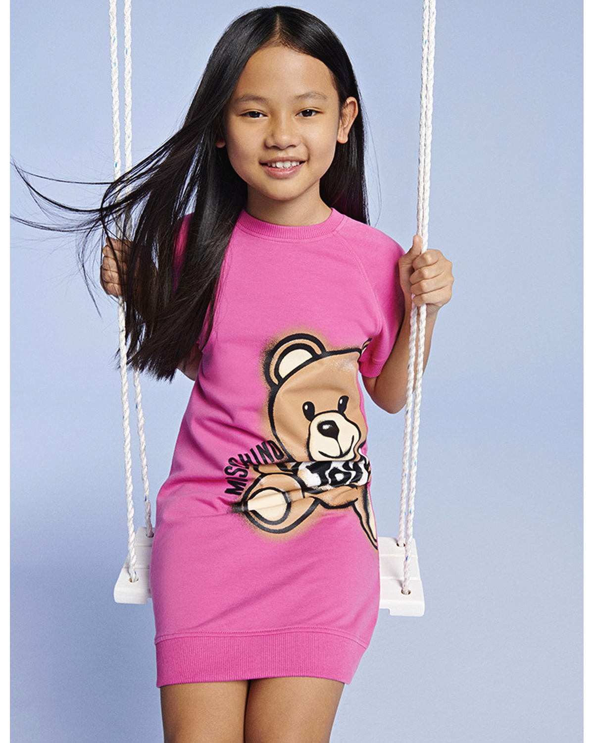 Розовое платье с принтом "медвежонок" Moschino детское, размер 104, цвет розовый - фото 2